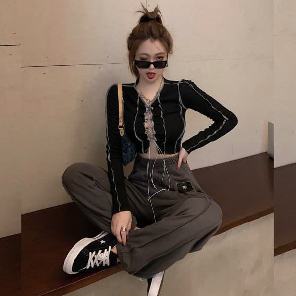 레트로 항구 바람 2026 디자인 센스 가을 긴팔 맨위 상세 이미지 3