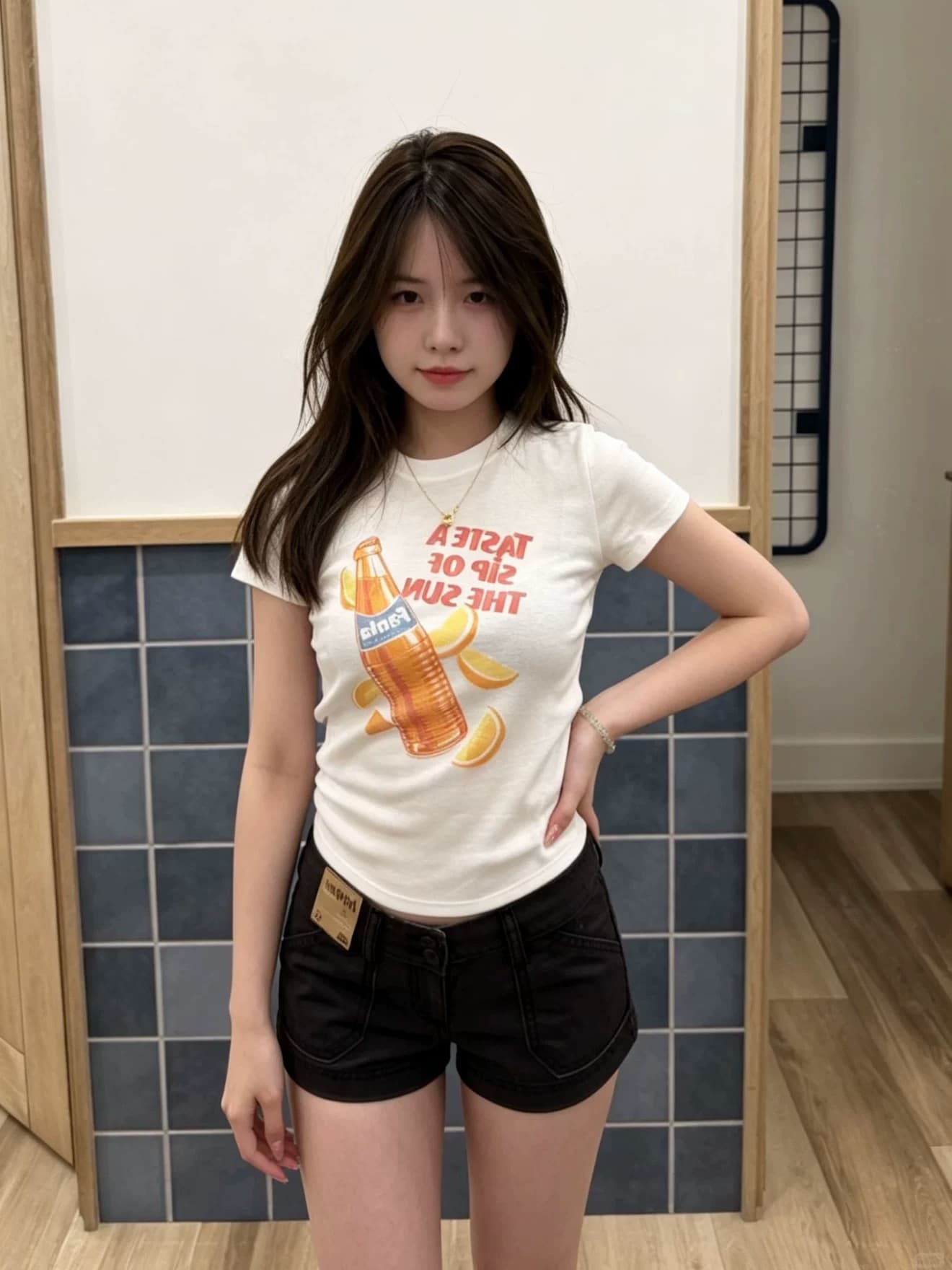 아메리칸 레트로 주황색 소다 프린트 티셔츠 여성 26 여름 반팔 라운드 넥 루즈핏 슬림해 보이는 맨위 트렌디 이미지 4