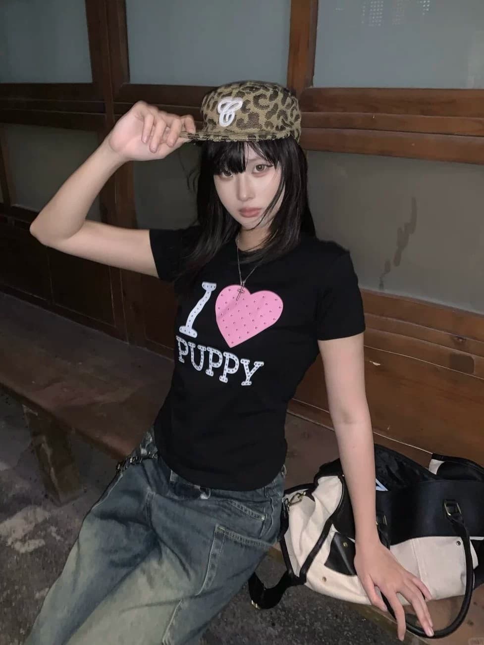 아메리칸 도트 무늬 하트 알파벳 프린트 반팔 티셔츠 여성 여름 긍정적 인 어깨 몸매 가꾸기 슬림해 보이는 핫걸 다용도 짧은 맨위 상세 이미지 3
