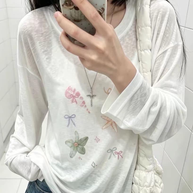 슈퍼 잘 생긴 ~ 중 긴팔 자외선 차단 블라우스 여성 여름 얇고 가벼운 라이 경기 서울 주간 실크 루즈핏 마이크로 ~을 통해 차가운 센스 티셔츠 맨위 이미지 2