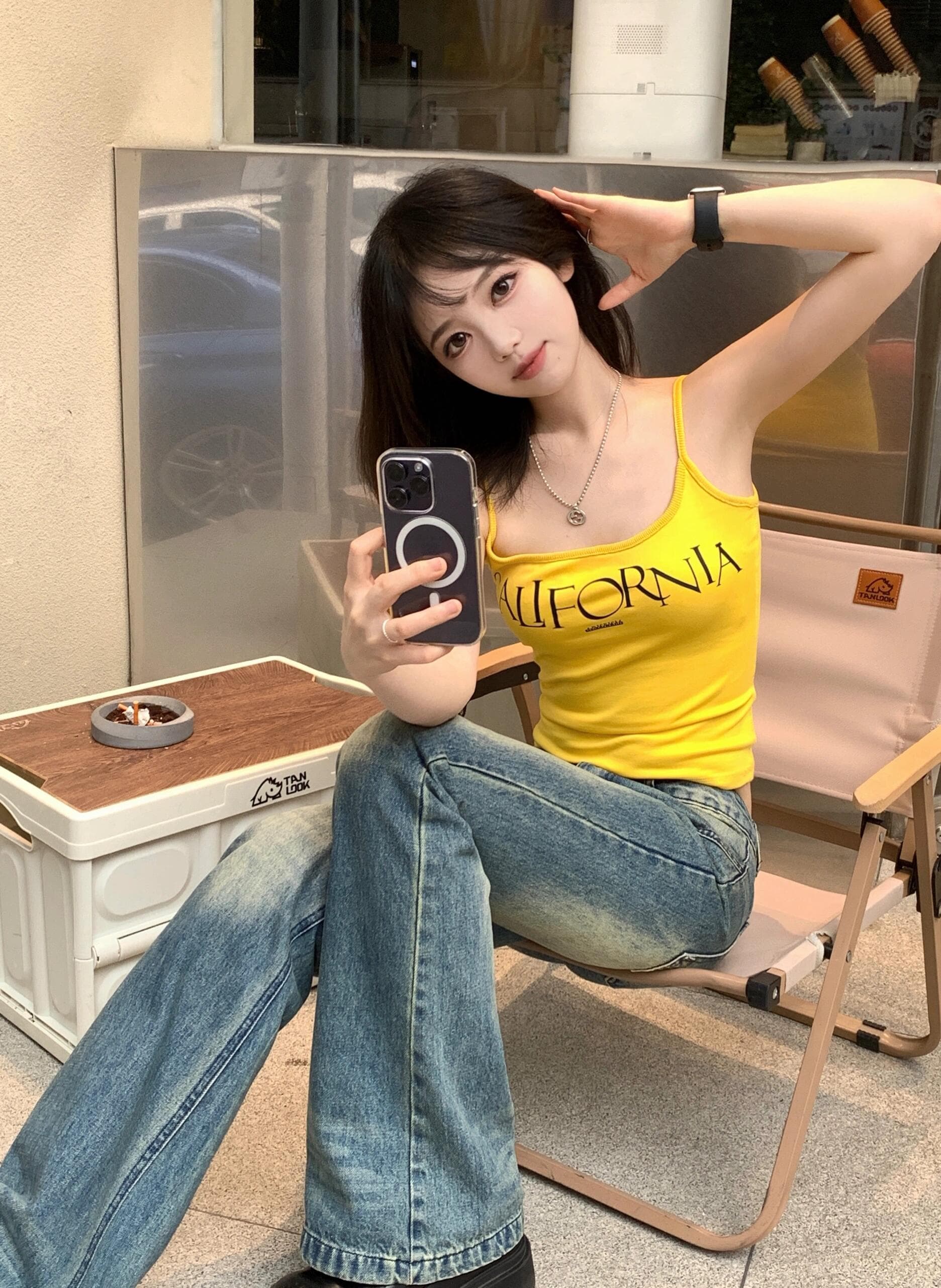 아메리칸 레트로 핫걸 황색 알파벳 프린트 슬립 작은 조끼 여성 여름 새로운 쇼트 스타일 몸매 가꾸기 외출용 맨위 이미지 4