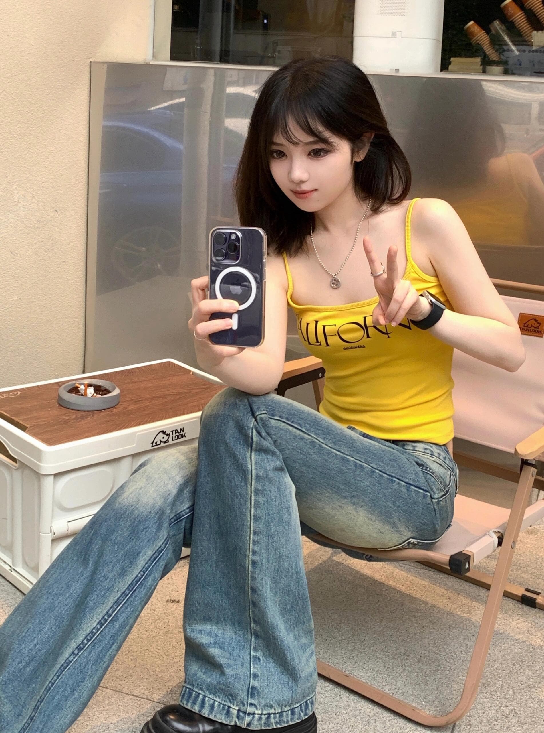 아메리칸 레트로 핫걸 황색 알파벳 프린트 슬립 작은 조끼 여성 여름 새로운 쇼트 스타일 몸매 가꾸기 외출용 맨위 상세 이미지 5