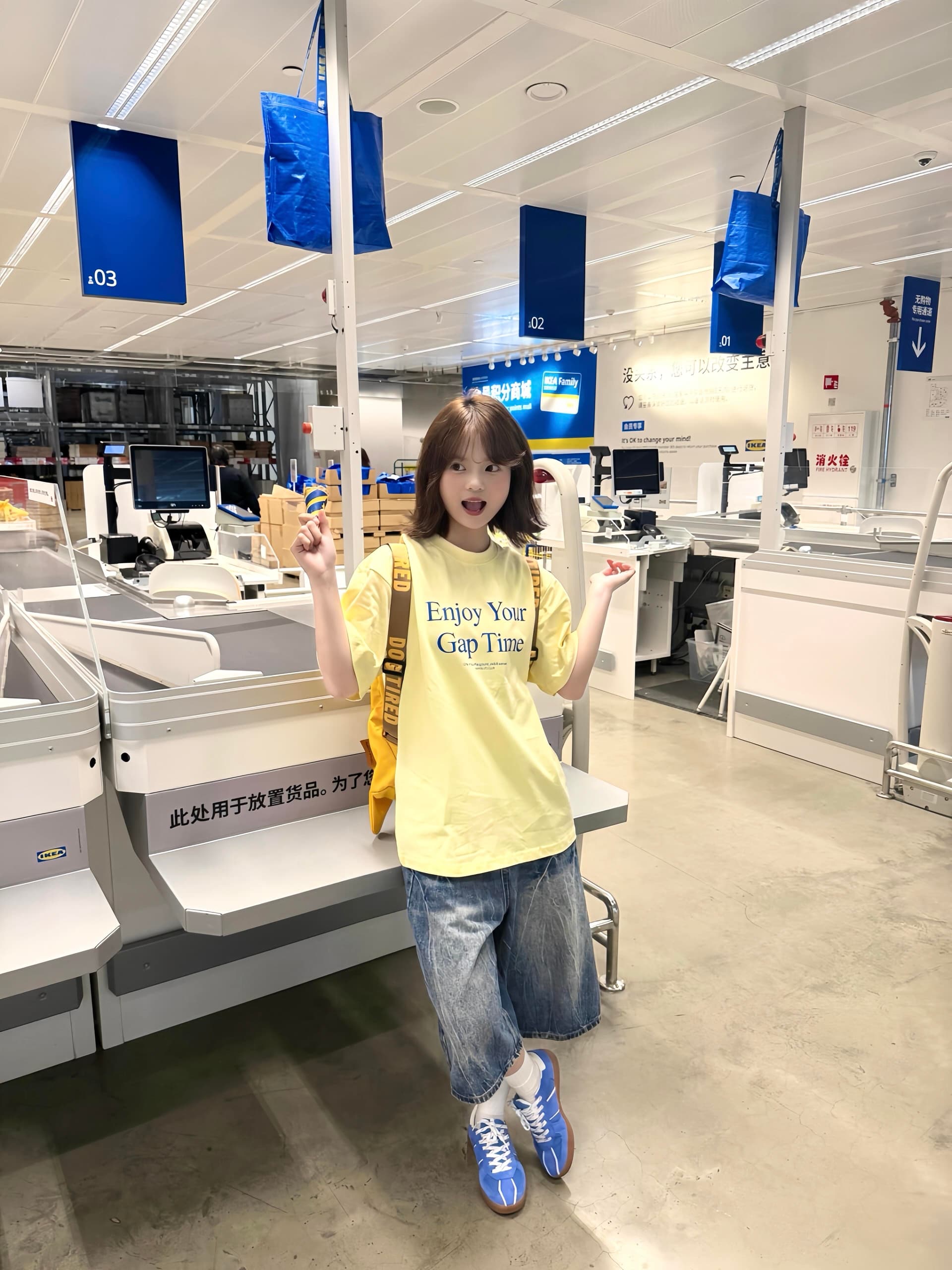 귀신 소녀 알파벳 프린트 우유 황색 반팔 티셔츠 여성 여름 루즈핏 캐주얼 다용도 무거운 순면 맨위 상세 이미지 5