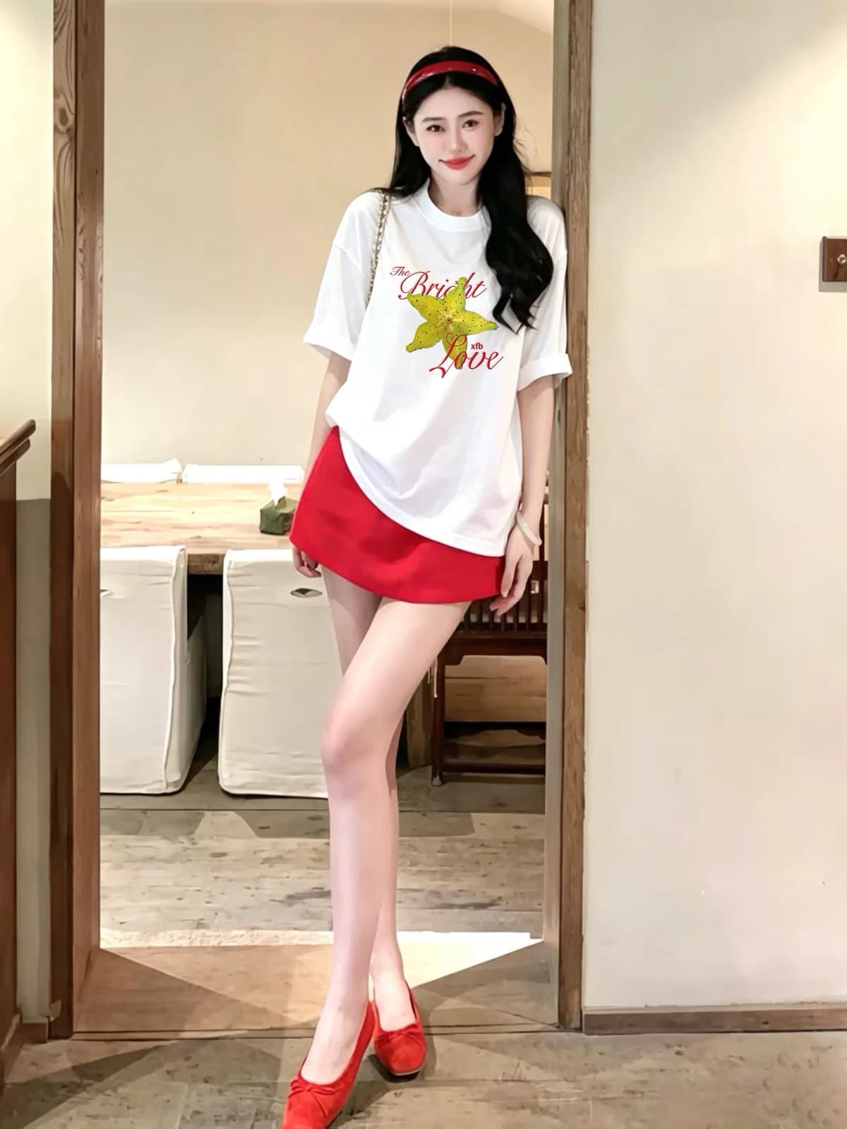 한 부서 화이트 무거운 순면 반팔 티셔츠 여성 여름 새로운 루즈핏 빅 사이즈 반소매 다용도 디자인 센스 맨위 상세 이미지 3