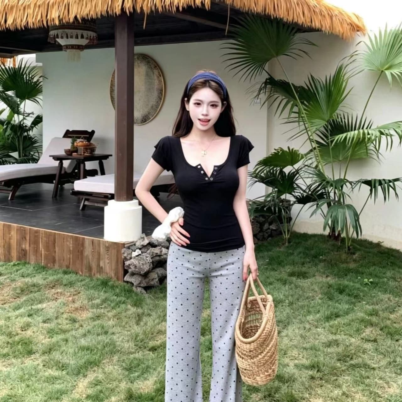 순수한 욕망 바람 u 칼라 작은 날다 소매 티셔츠 여성 여름 허리 수축 몸매 가꾸기 작은 키 타이트 쇼트 스타일 상세 이미지 1