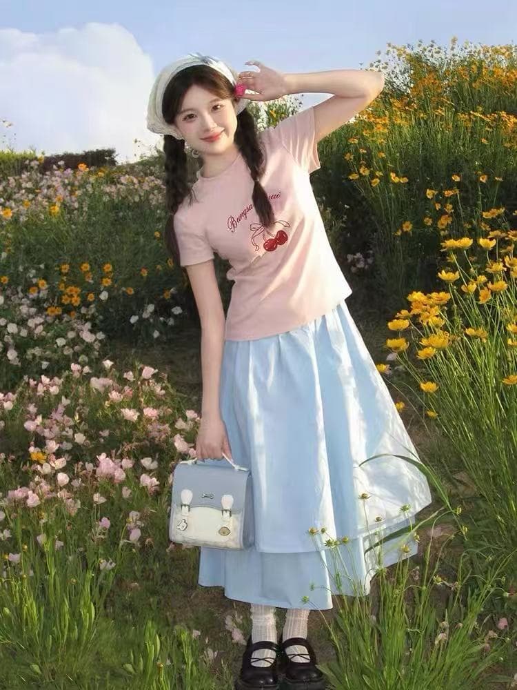 한 부서 핑크색 반팔 티셔츠 여성 여름 2026 새로운 디자인 센스 작은 대중 몸매 가꾸기 허리 수축 동정 반소매 맨위 상세 이미지 3