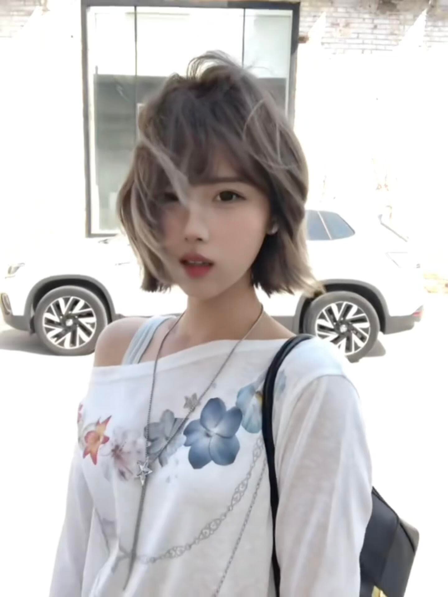 통기성 한 부서 별 꽃무늬 목걸이 비스듬한 어깨 긴팔 티셔츠 다용도 마이크로 ~을 통해 블라우스 화이트 맨위 상세 이미지 4
