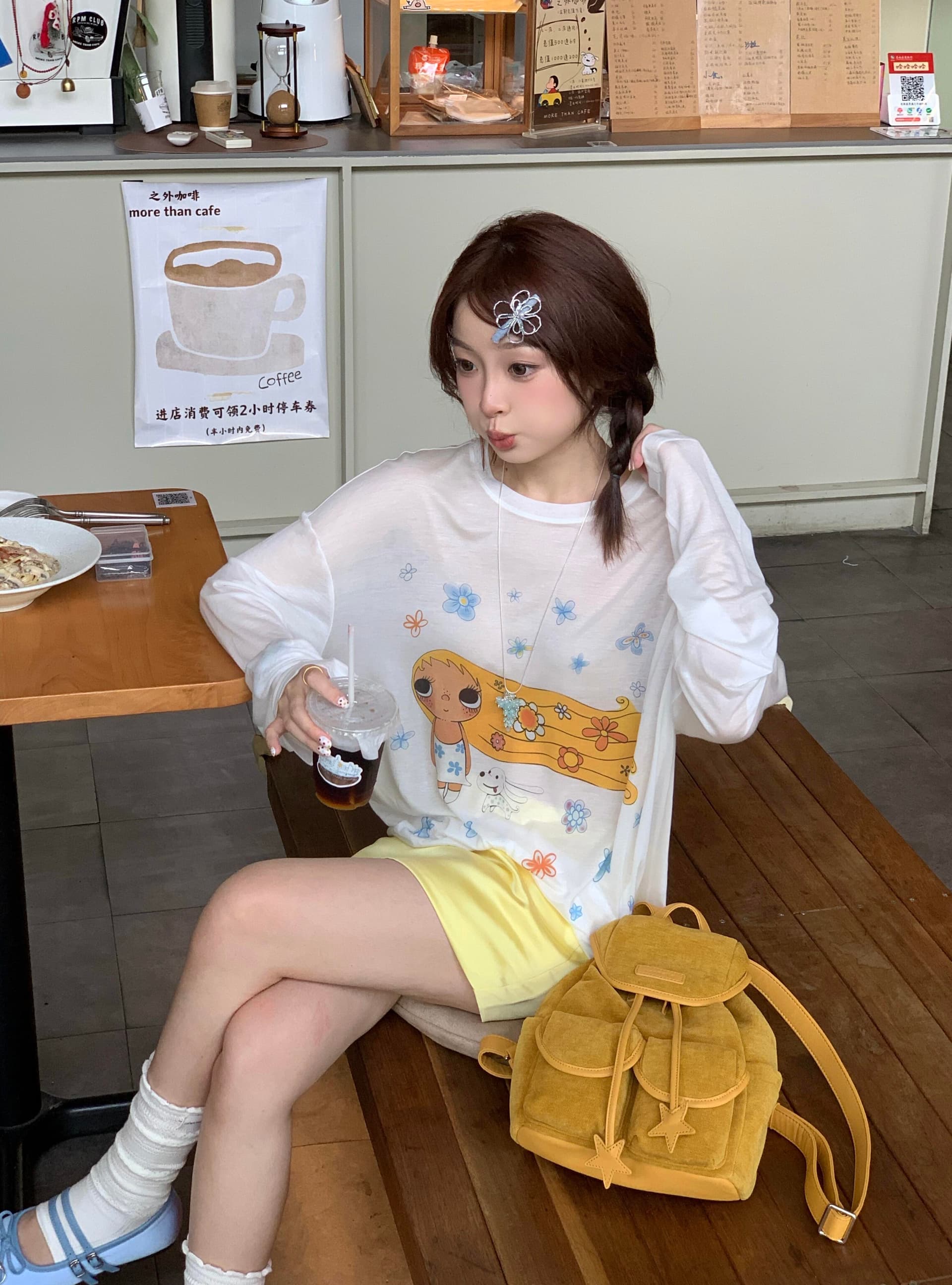 여름 한 부서 느긋한 재미있는 프린트 자외선 차단 티셔츠 여성 루즈핏 얇은 스타일 마이크로 ~을 통해 긴팔 에어컨 맨위 블라우스 이미지 3