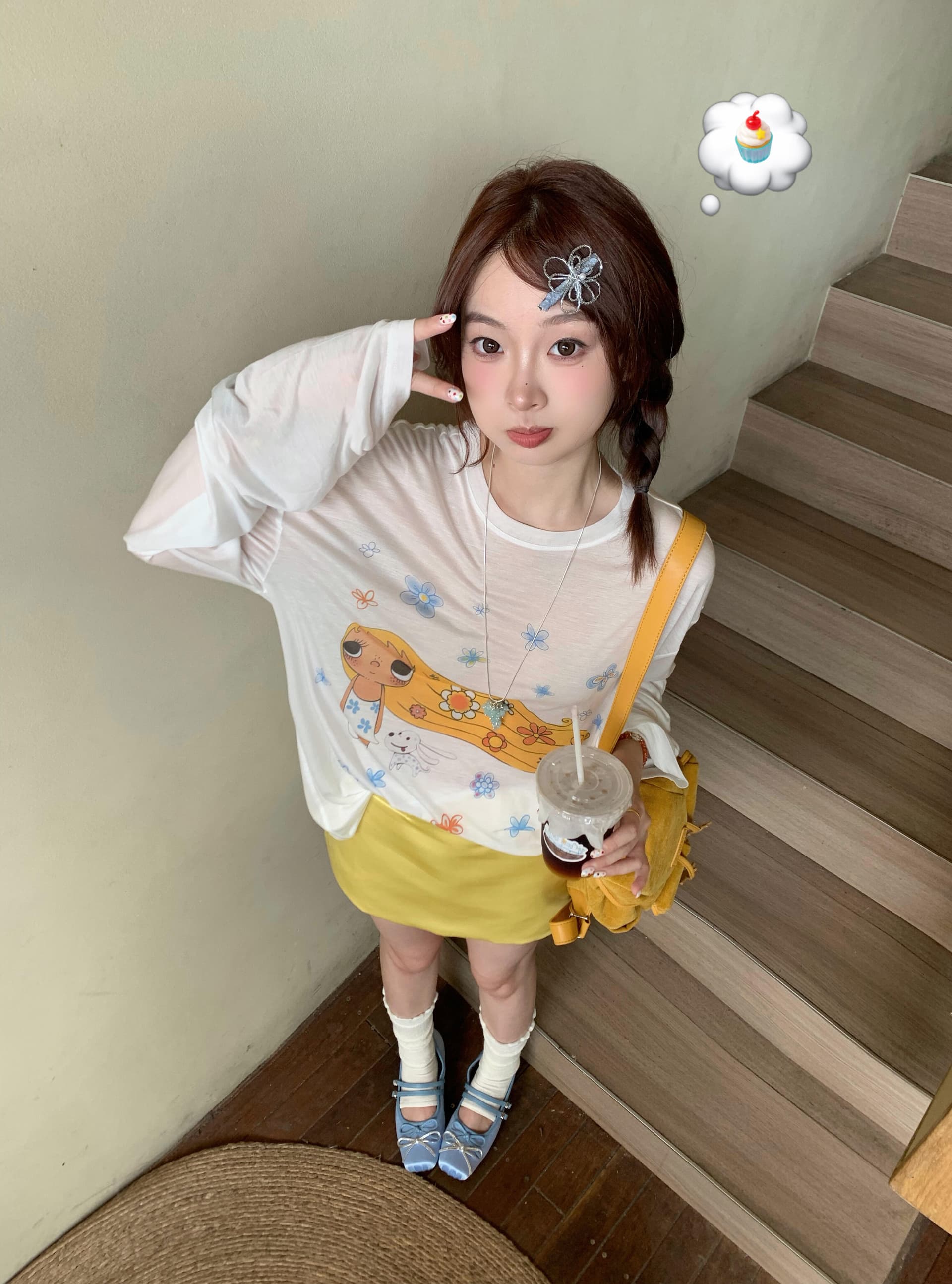 여름 한 부서 느긋한 재미있는 프린트 자외선 차단 티셔츠 여성 루즈핏 얇은 스타일 마이크로 ~을 통해 긴팔 에어컨 맨위 블라우스 이미지 4