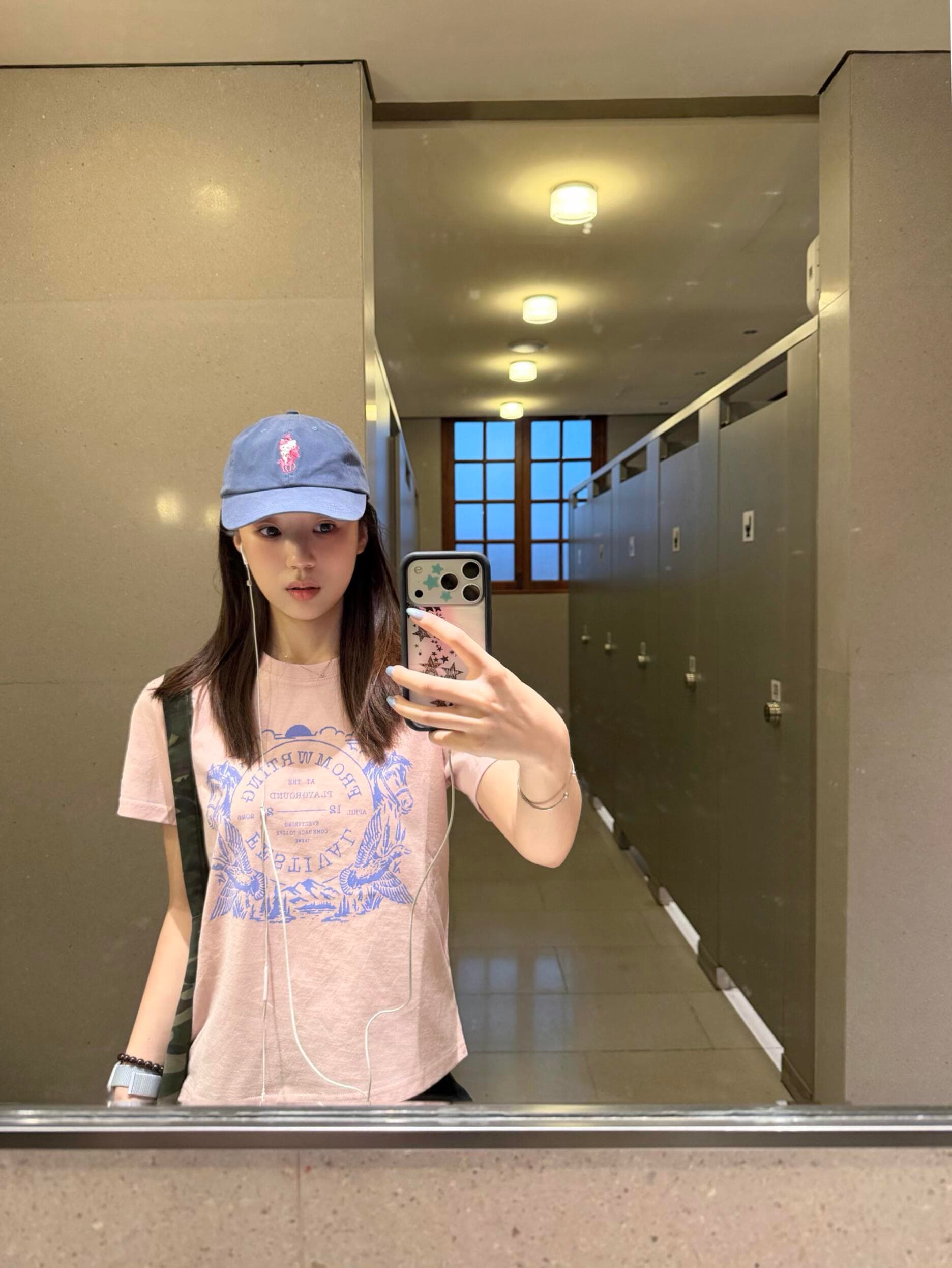 안개 핑크색 대나무 마디 통기성 편안함 라운드 넥 반팔 티셔츠 여성 여름 다용도 슬림해 보이는 알파벳 프린트 긍정적 인 어깨 의류