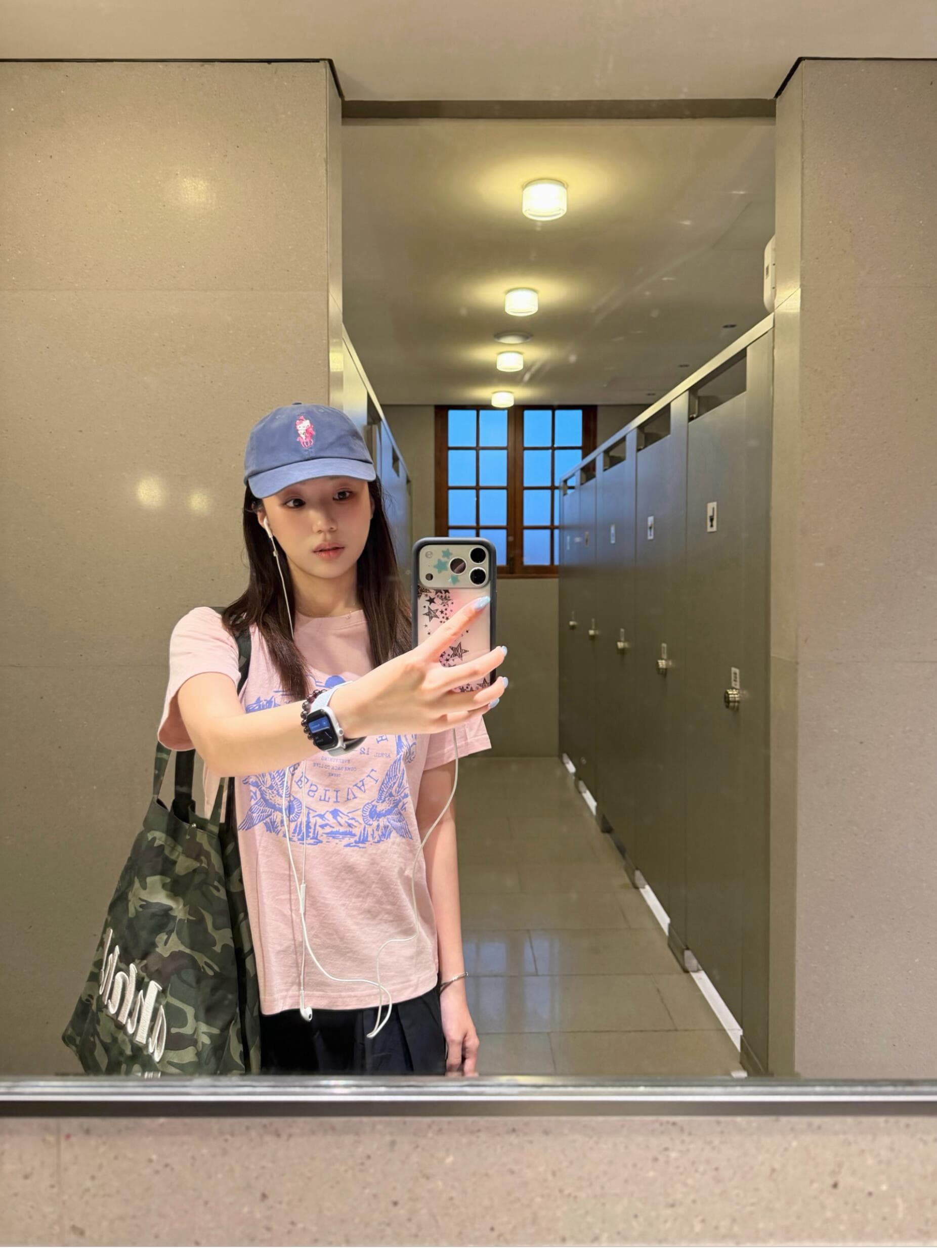 안개 핑크색 대나무 마디 통기성 편안함 라운드 넥 반팔 티셔츠 여성 여름 다용도 슬림해 보이는 알파벳 프린트 긍정적 인 어깨 의류 이미지 2