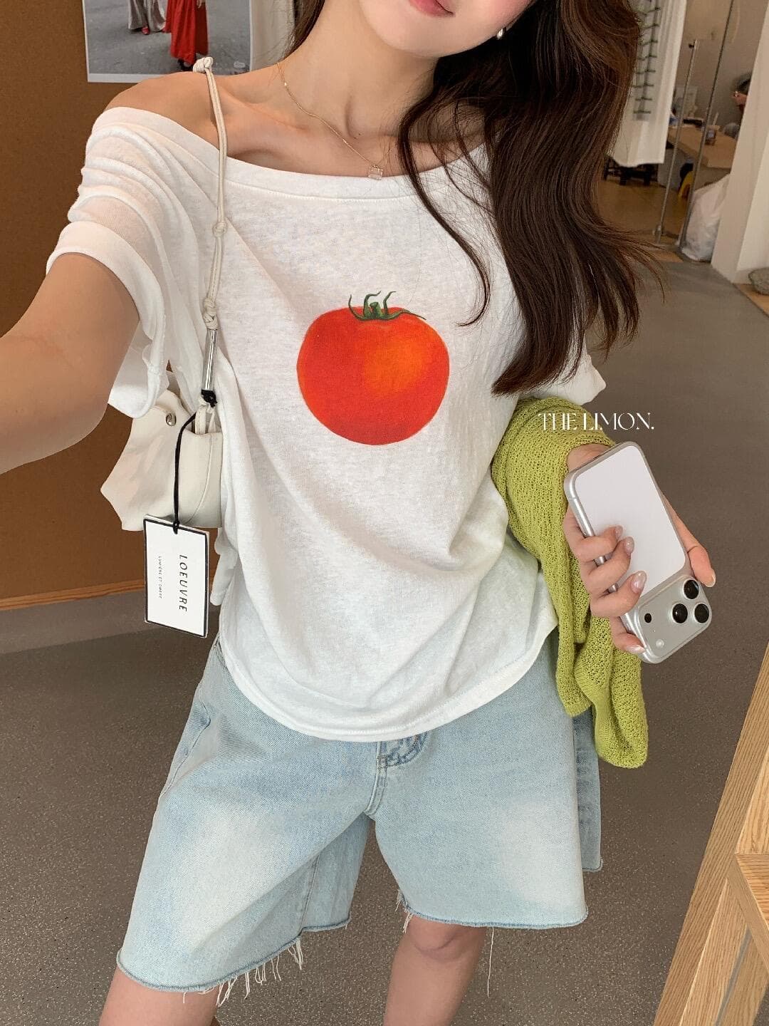 한 부서 비스듬한 어깨 프린트 반팔 티셔츠 여성 여름 얇은 스타일 마이크로 ~을 통해 다용도 디자인 센스 오프숄더 화이트 맨위 트렌디 이미지 2