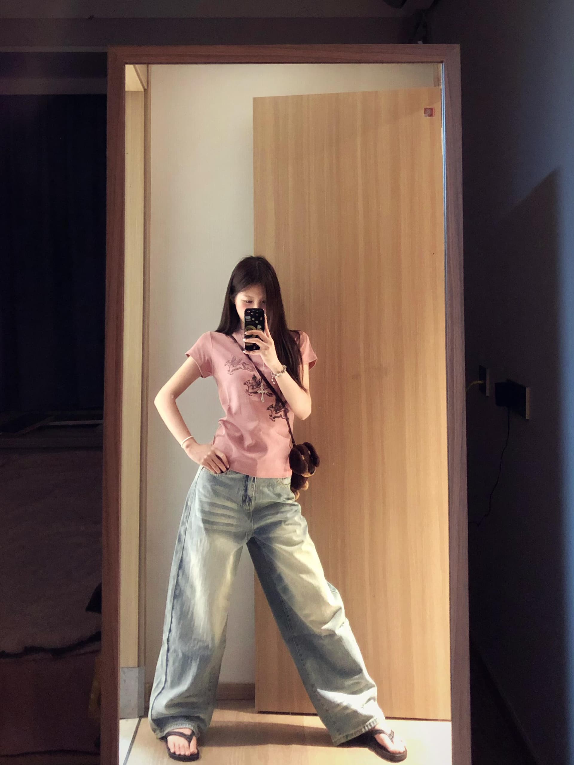 아메리칸 레트로 스타일 재미있는 작은 말 프린트 반팔 티셔츠 여성 라운드 넥 긍정적 인 어깨 여름 몸매 가꾸기 슬림해 보이는 다용도 맨위 상세 이미지 4