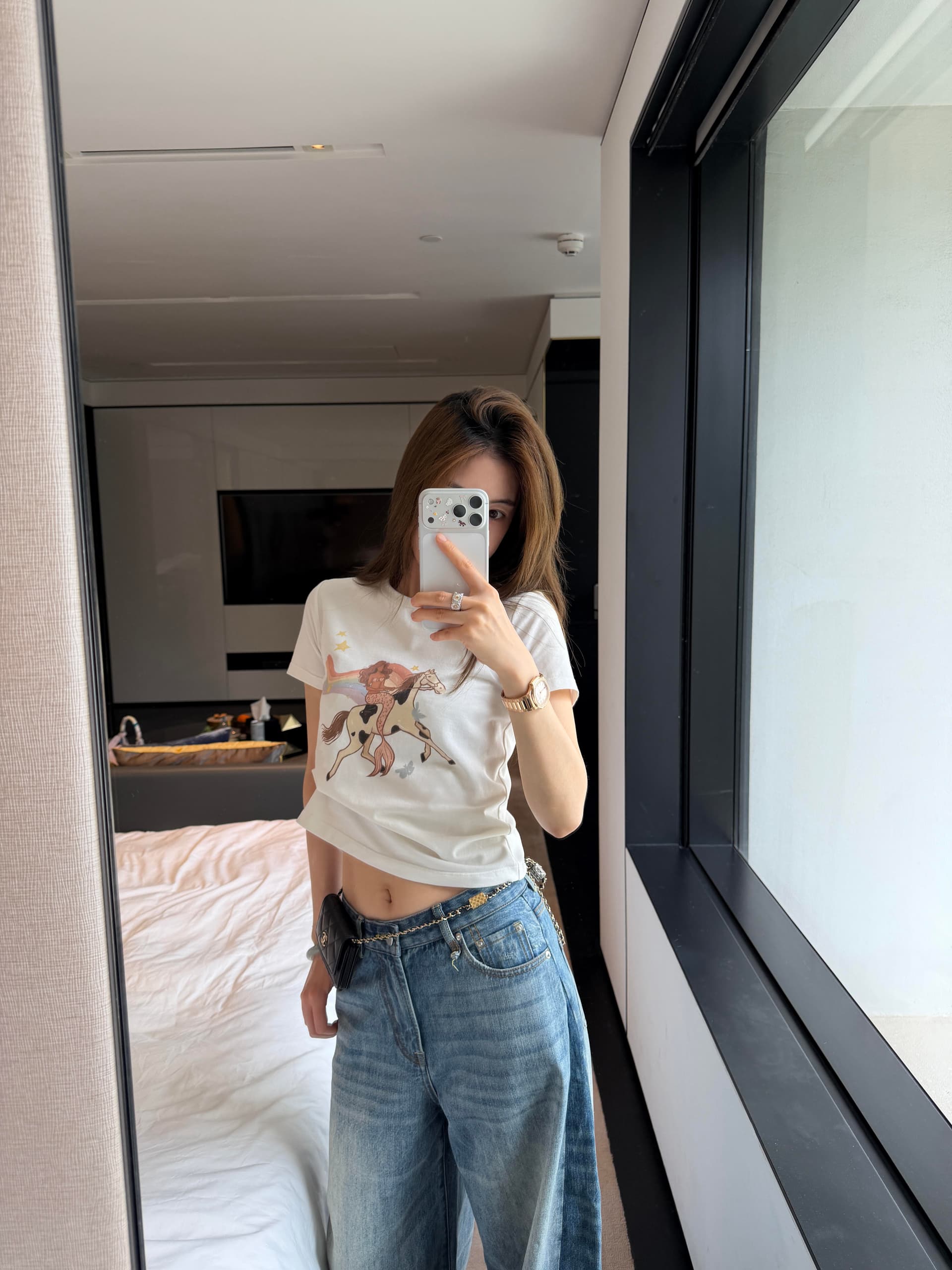 한 부서 ins 소녀 심장 여름 페인팅 프린트 캐주얼 면 소재 라운드 넥 긍정적 인 어깨 반팔 티셔츠 여성 슬림해 보이는 맨위 이미지 2