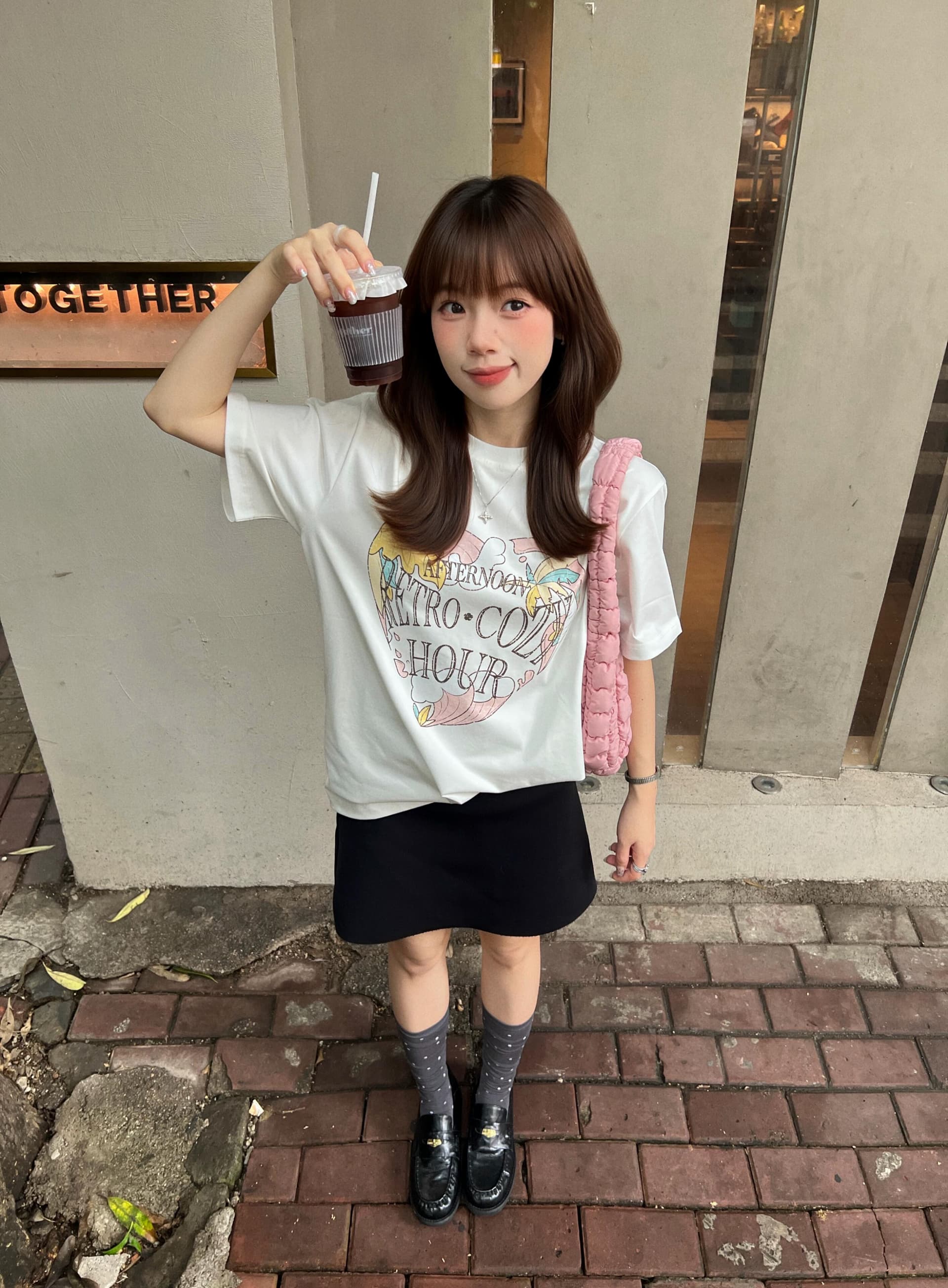 작은 대중 하트 창의성 프린트 화이트 반팔 티셔츠 여름 루즈핏 다용도 순면 화이트 맨위 여성 이미지 2