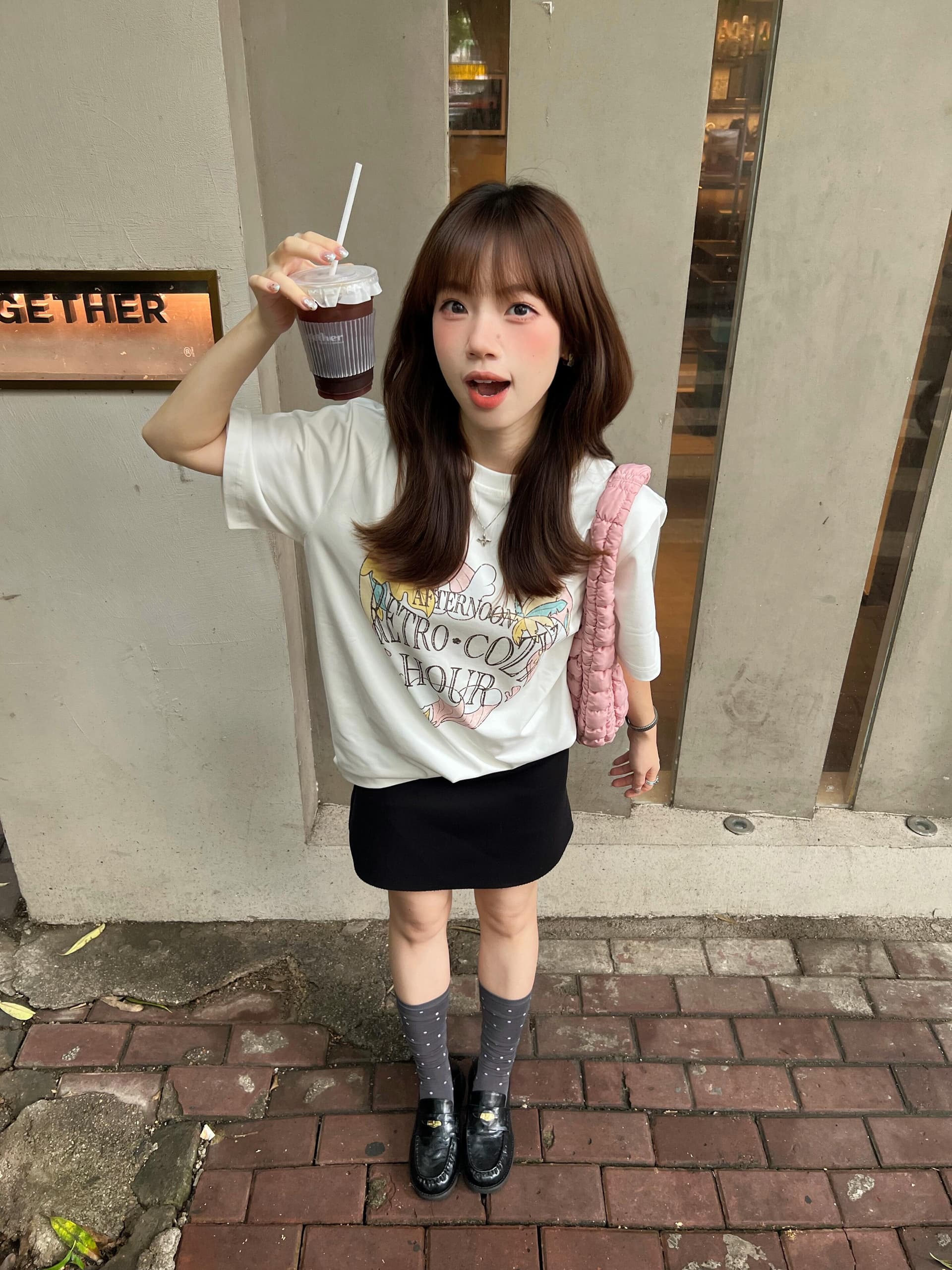 작은 대중 하트 창의성 프린트 화이트 반팔 티셔츠 여름 루즈핏 다용도 순면 화이트 맨위 여성 상세 이미지 1