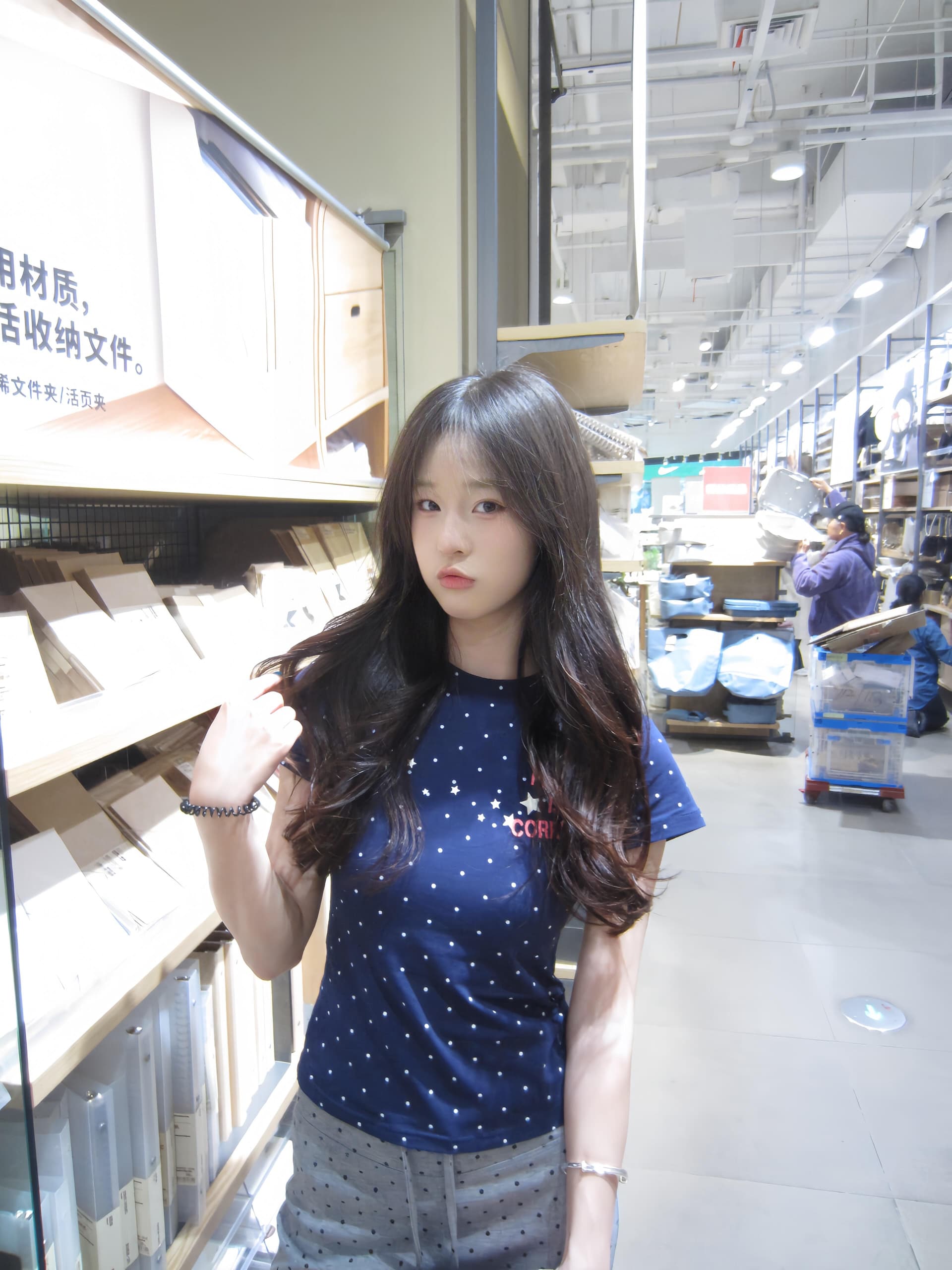 아메리칸 레트로 전체 인쇄 도트 무늬 별 반팔 티셔츠 여성 여름 도파민 몸매 가꾸기 슬림해 보이는 맨위 상세 이미지 3