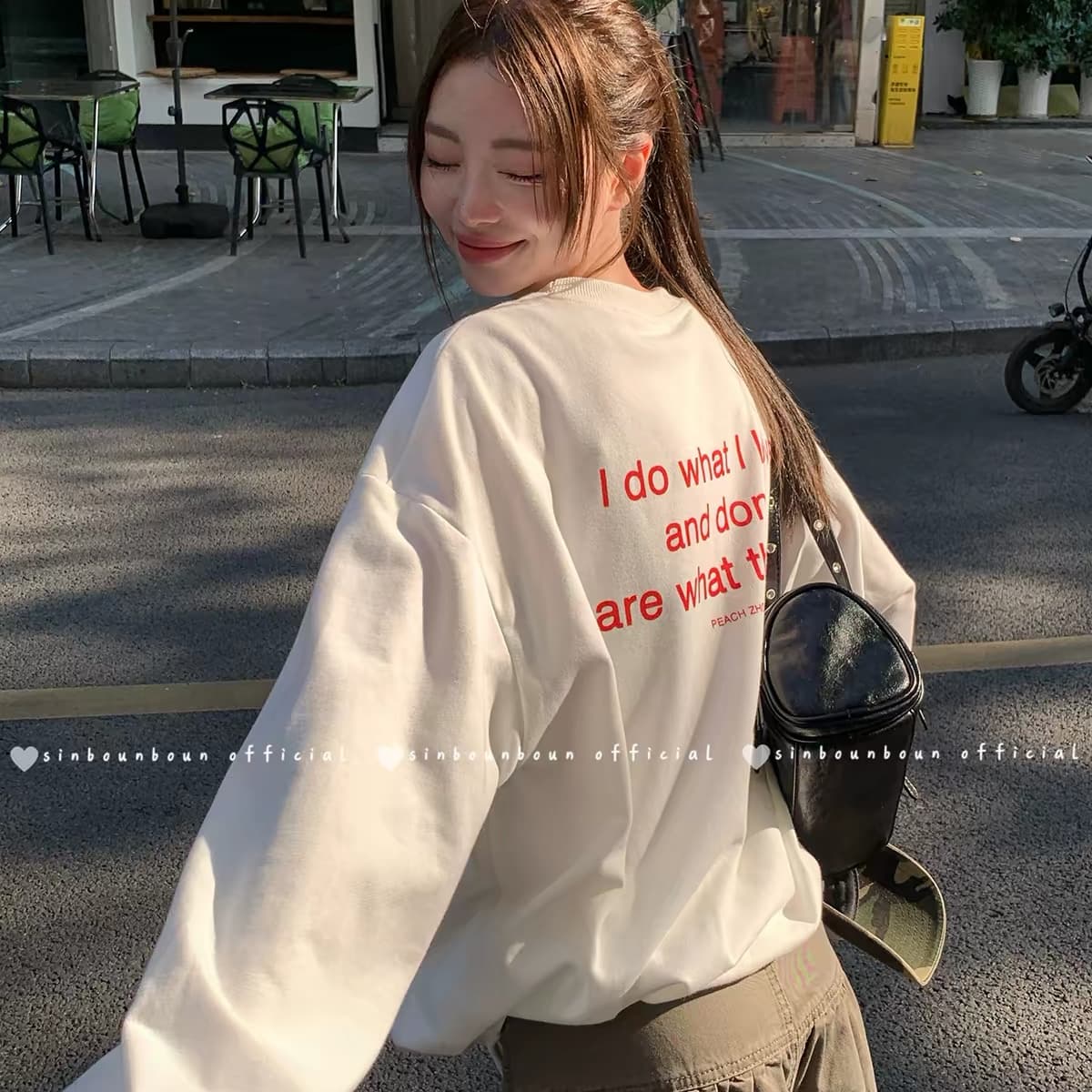 아메리칸 높음 거리 알파벳 자수 긴팔 티셔츠 여성 이른 봄 2026 새로운 루즈핏 oversize 다용도 맨위 트렌디