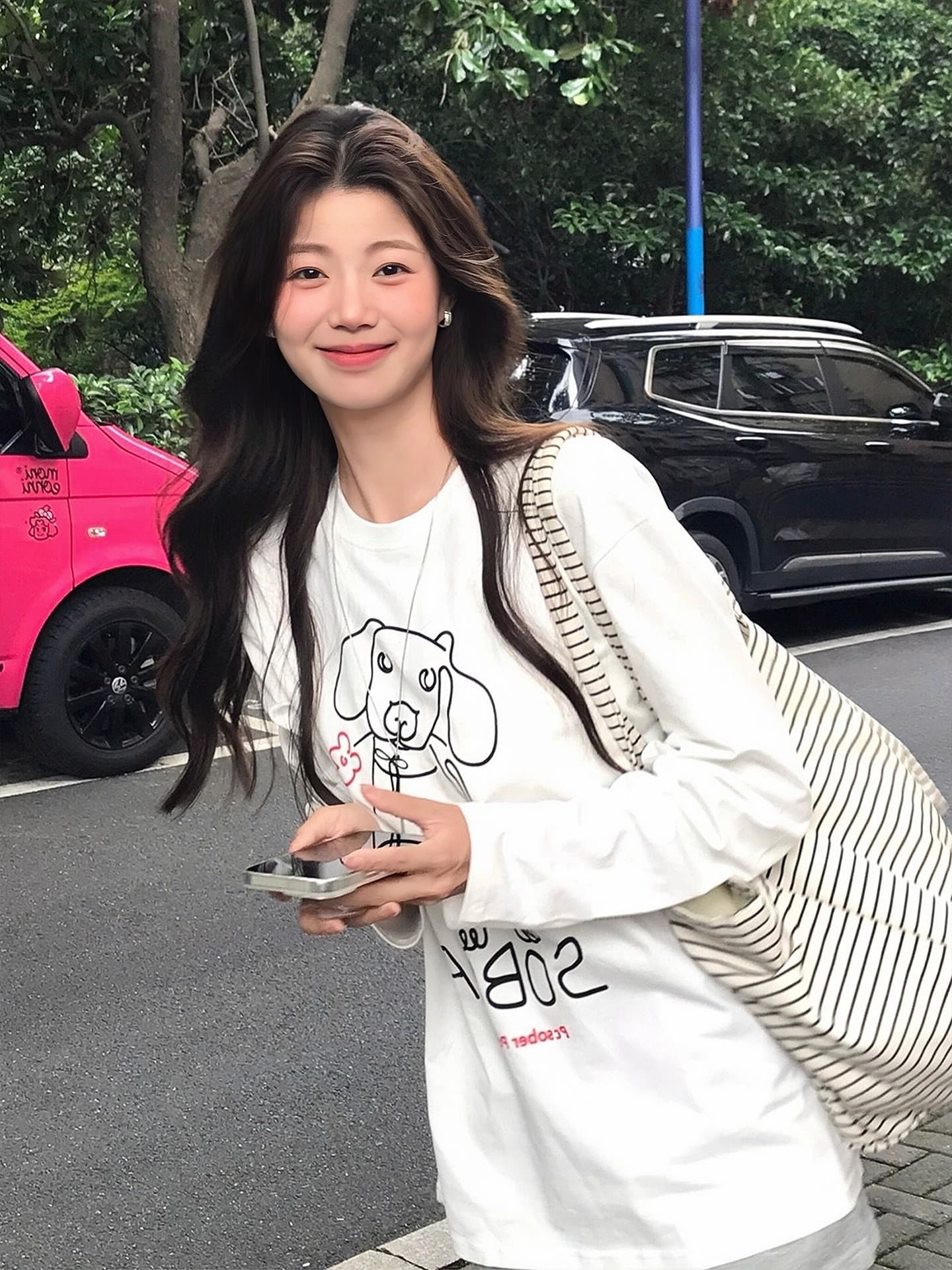아메리칸 순면 긴팔 티셔츠 여성 2026 새로운 루즈핏 느긋한 바람 이른 가을 한 부서 디자인 센스 맨위 기본 셔츠 이미지 4