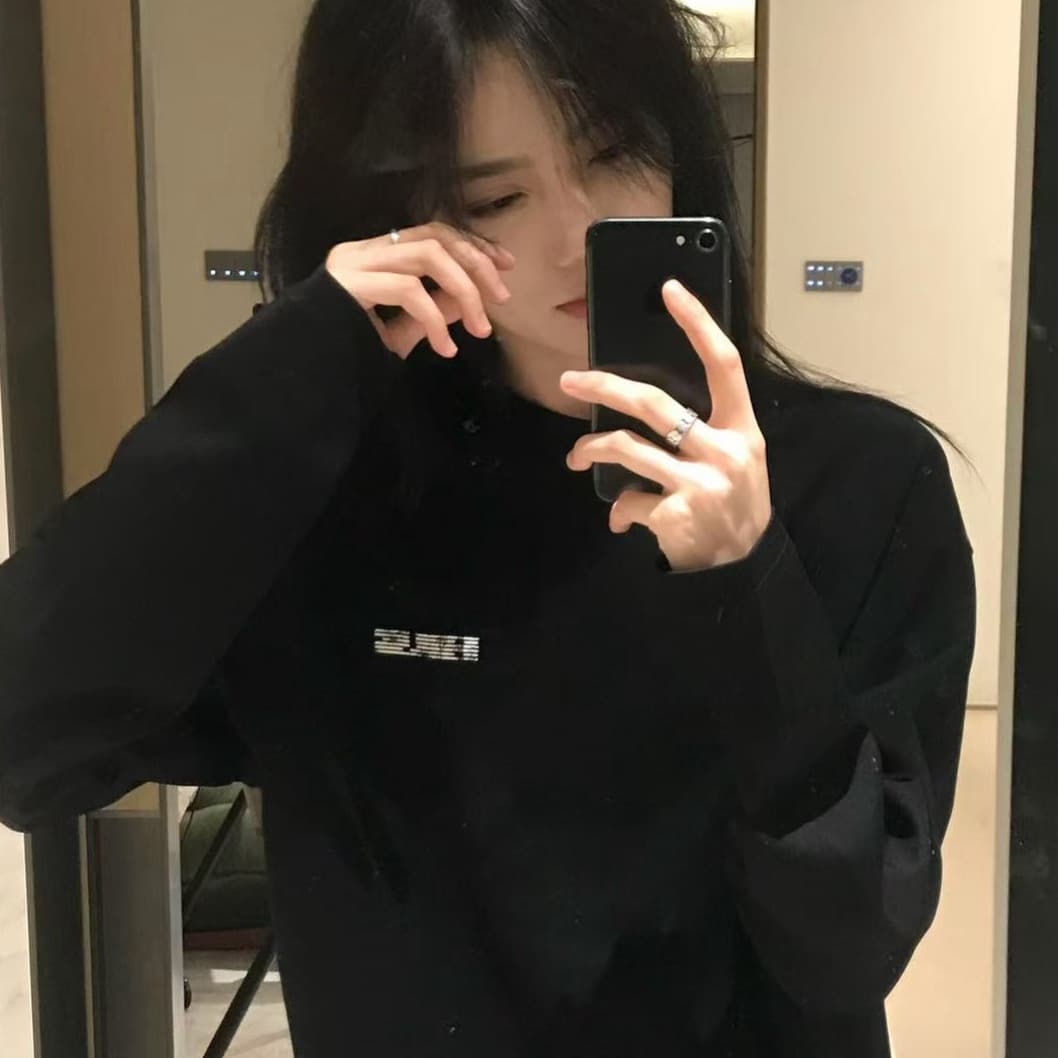 너 하나 바보 마 오래된 알파벳 전후 프린트 가을 새로운 아메리칸 레트로 순면 무거운 긴팔 티셔츠 여성 켜기 상세 이미지 1
