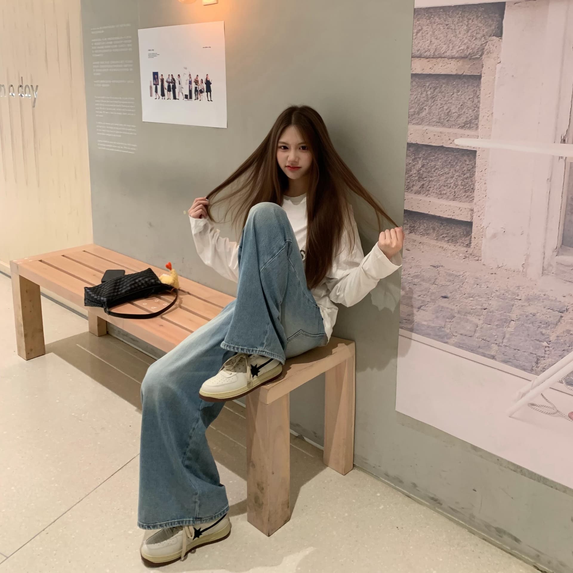 작은 대중 미니멀리즘 운동 알파벳 자외선 차단 블라우스 긴팔 티셔츠 여성 여름 얇은 스타일 느긋한 바람 캐주얼 루즈핏 맨위 이미지 5