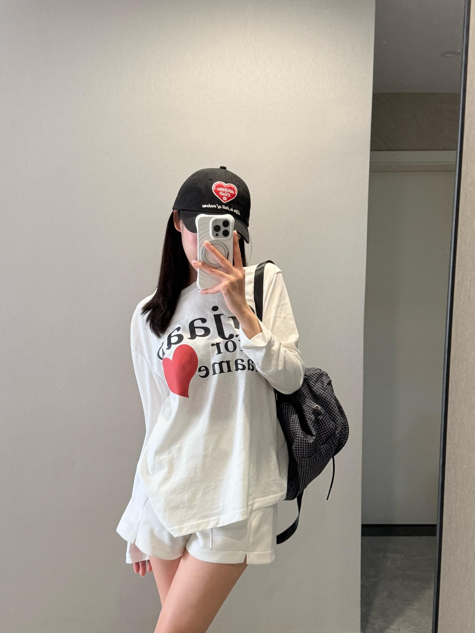 자외선 차단 하나 여름 한 부서 슬로건 하트 프린트 긴팔 티셔츠 루즈핏 맨위 블라우스 여성 이미지 2
