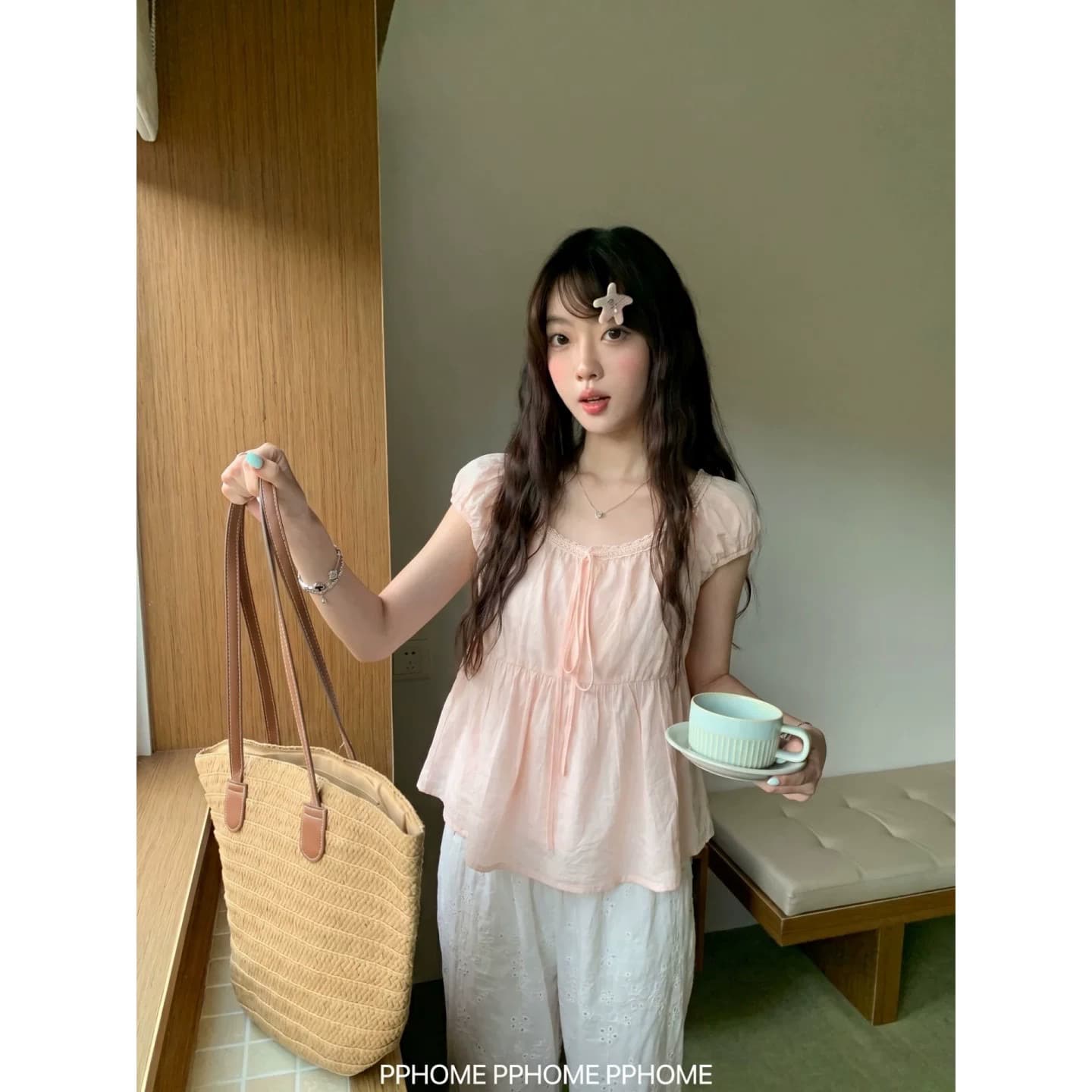 광장 칼라 레이스 레이스 반팔 셔츠 나비 넥타이 거품 소매 맨위