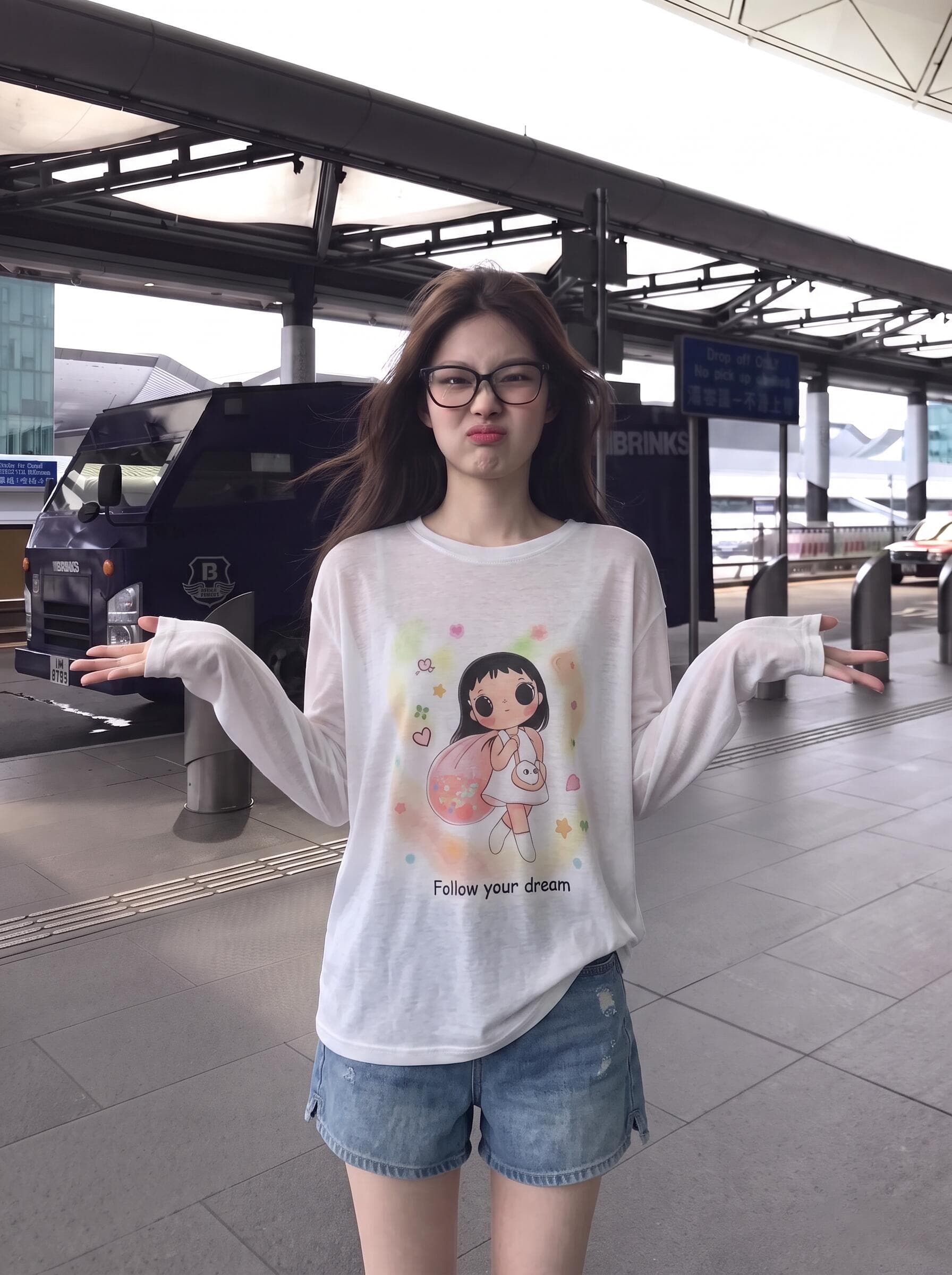 백팩 작은 옥 달콤한 스타일 귀여운 3 차원 작은 꽃 블라우스 티셔츠 새로운 다용도 루즈핏 마이크로 ~을 통해 긴팔 이미지 2