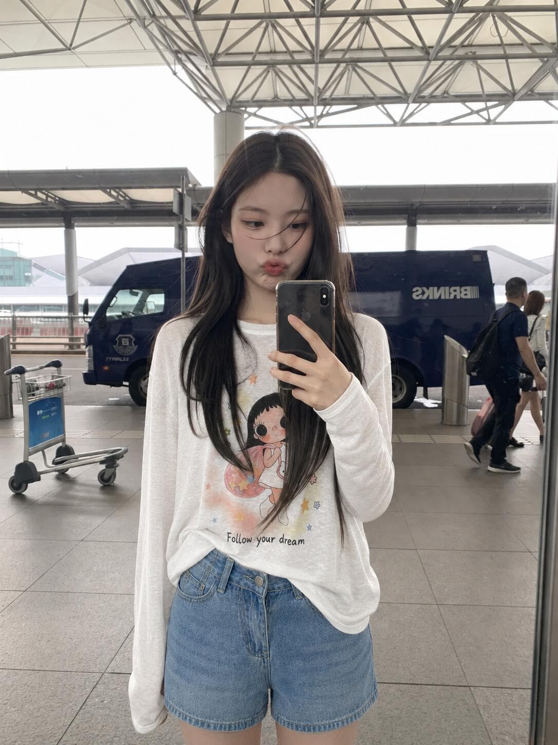 백팩 작은 옥 달콤한 스타일 귀여운 3 차원 작은 꽃 블라우스 티셔츠 새로운 다용도 루즈핏 마이크로 ~을 통해 긴팔 상세 이미지 2