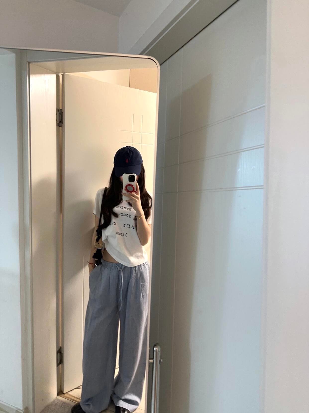 청소 일상 짧은 tee 프린트 대나무 마디 면 긍정적 인 어깨 반팔 여성 몸매 가꾸기 슬림해 보이는 캐주얼 맨위 상세 이미지 5