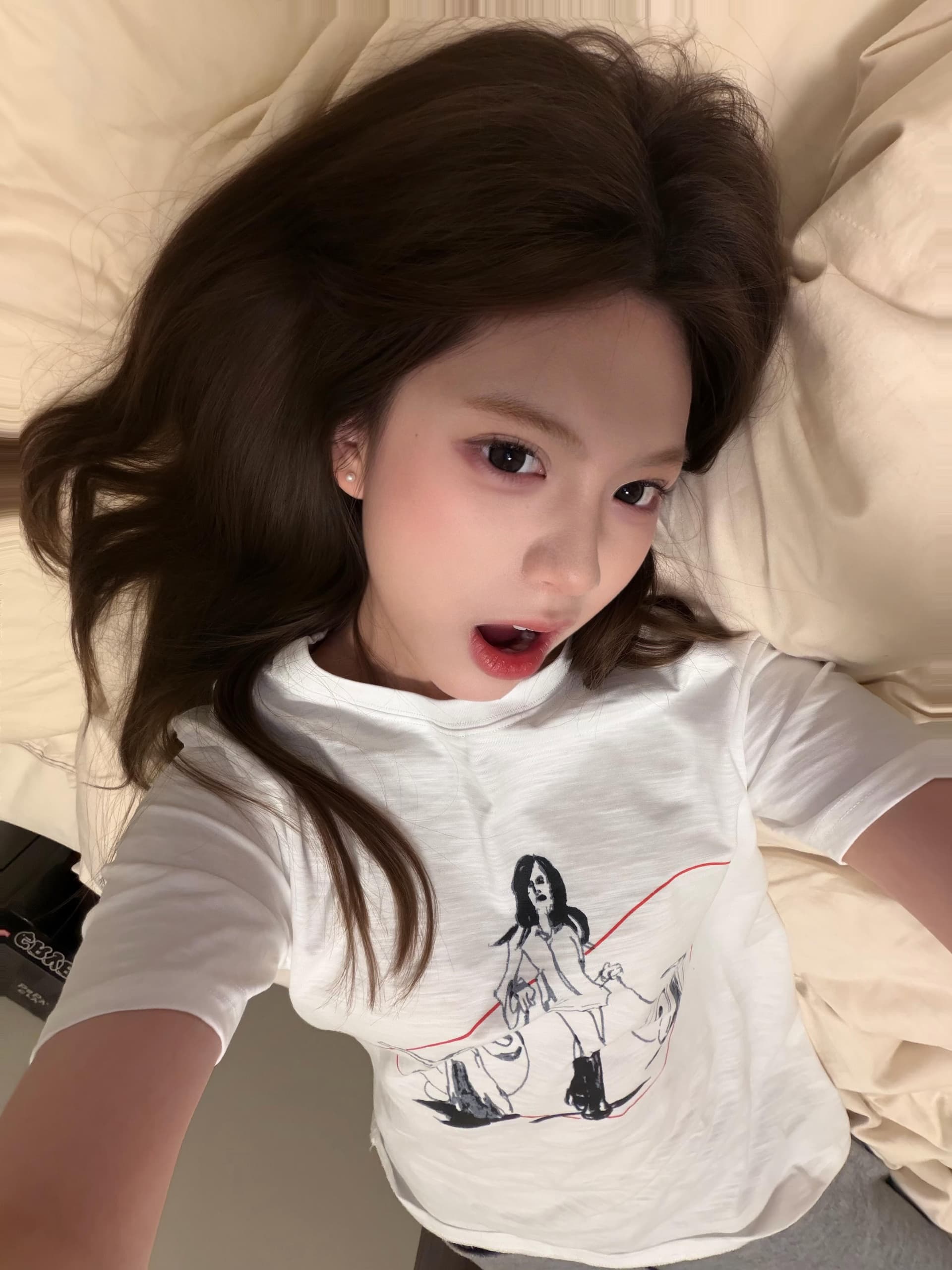 달팽이 소녀 대나무 마디 순면 화이트 반팔 티셔츠 여성 여름 디자인 센스 작은 대중 루즈핏 다용도 반소매 맨위