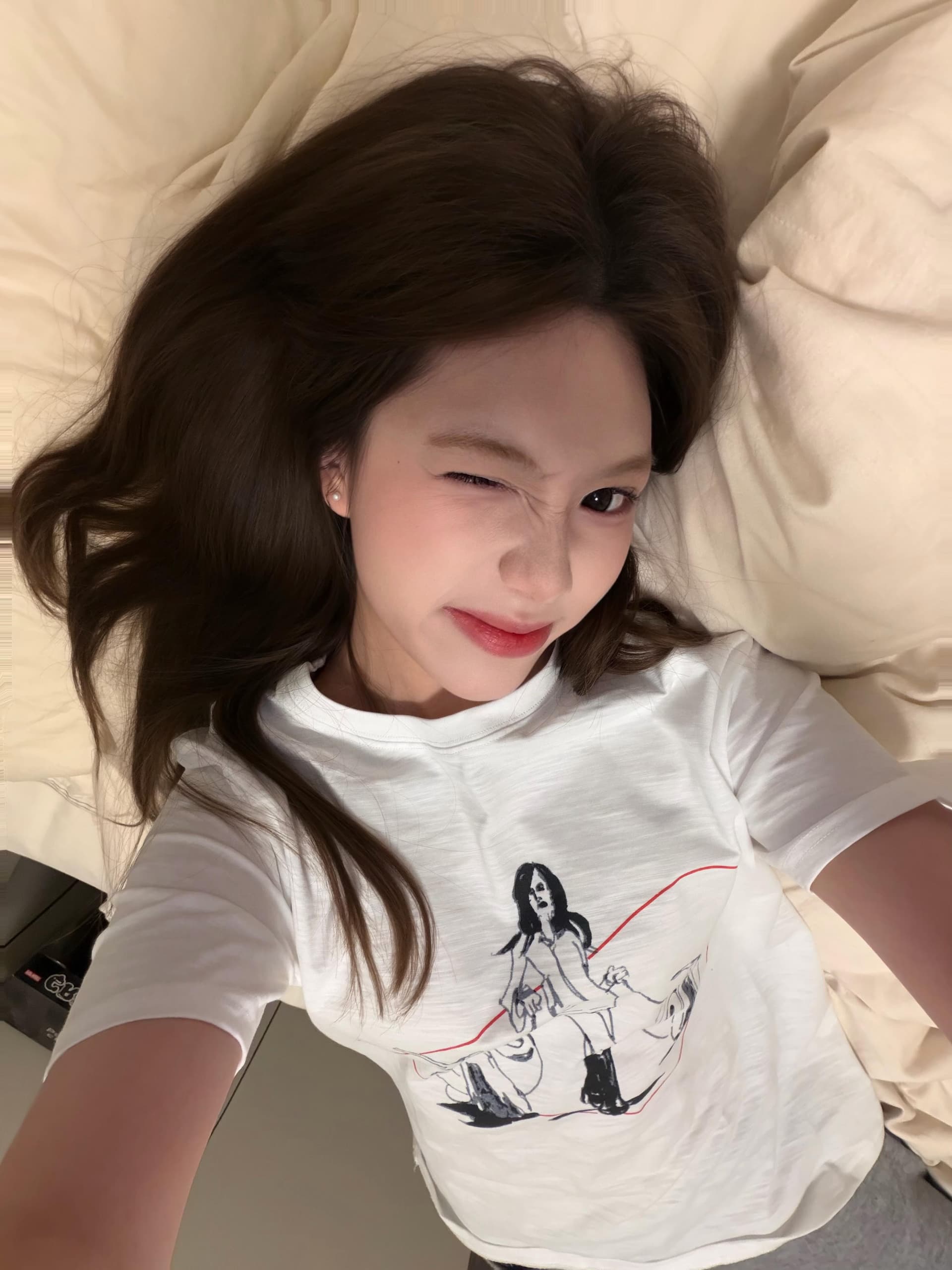 달팽이 소녀 대나무 마디 순면 화이트 반팔 티셔츠 여성 여름 디자인 센스 작은 대중 루즈핏 다용도 반소매 맨위 이미지 2