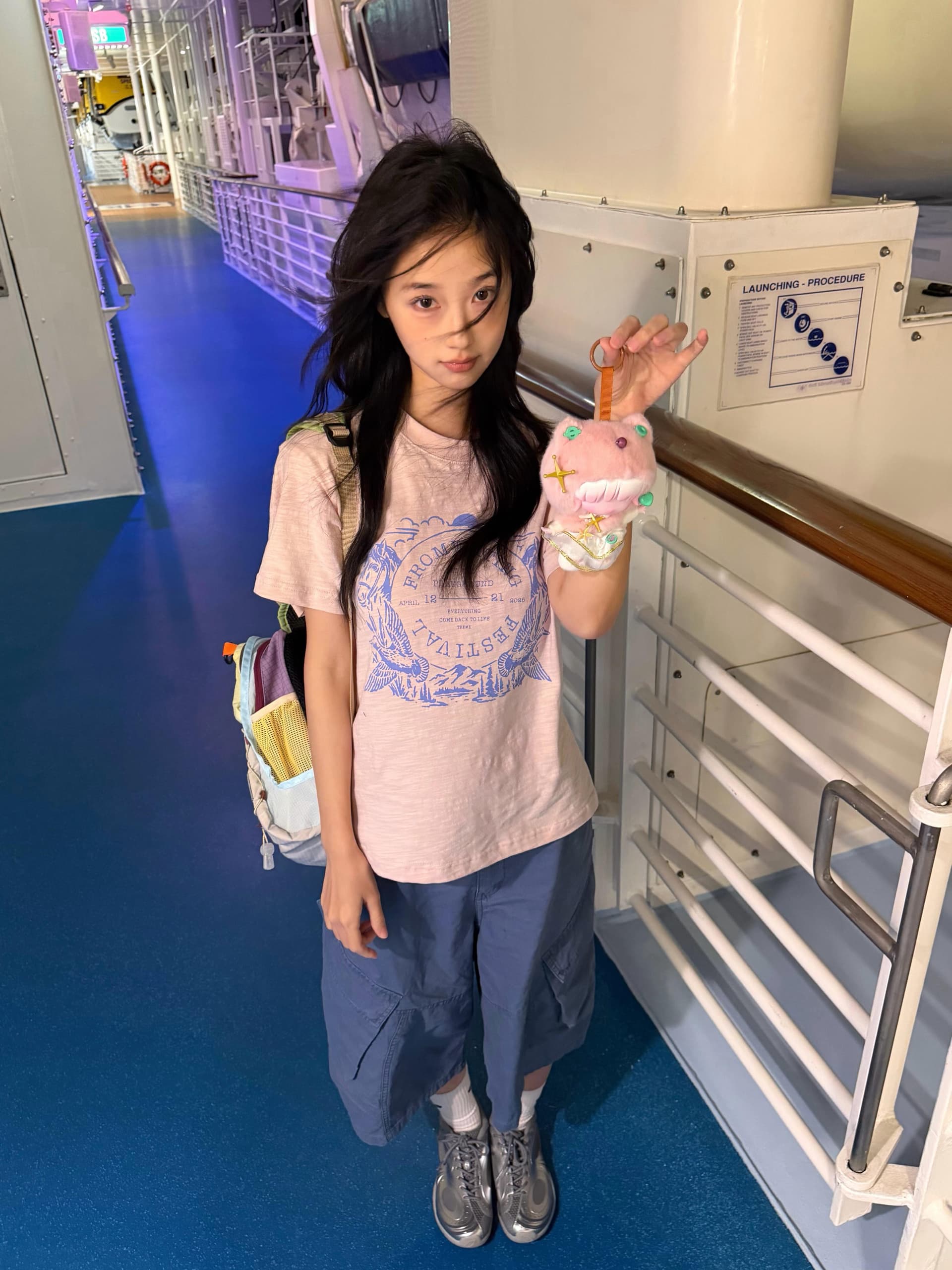 핑크색 대나무 마디 면 수채화 프린트 반팔 티셔츠 여름 캐주얼 다용도 슬림해 보이는 긍정적 인 어깨 의류