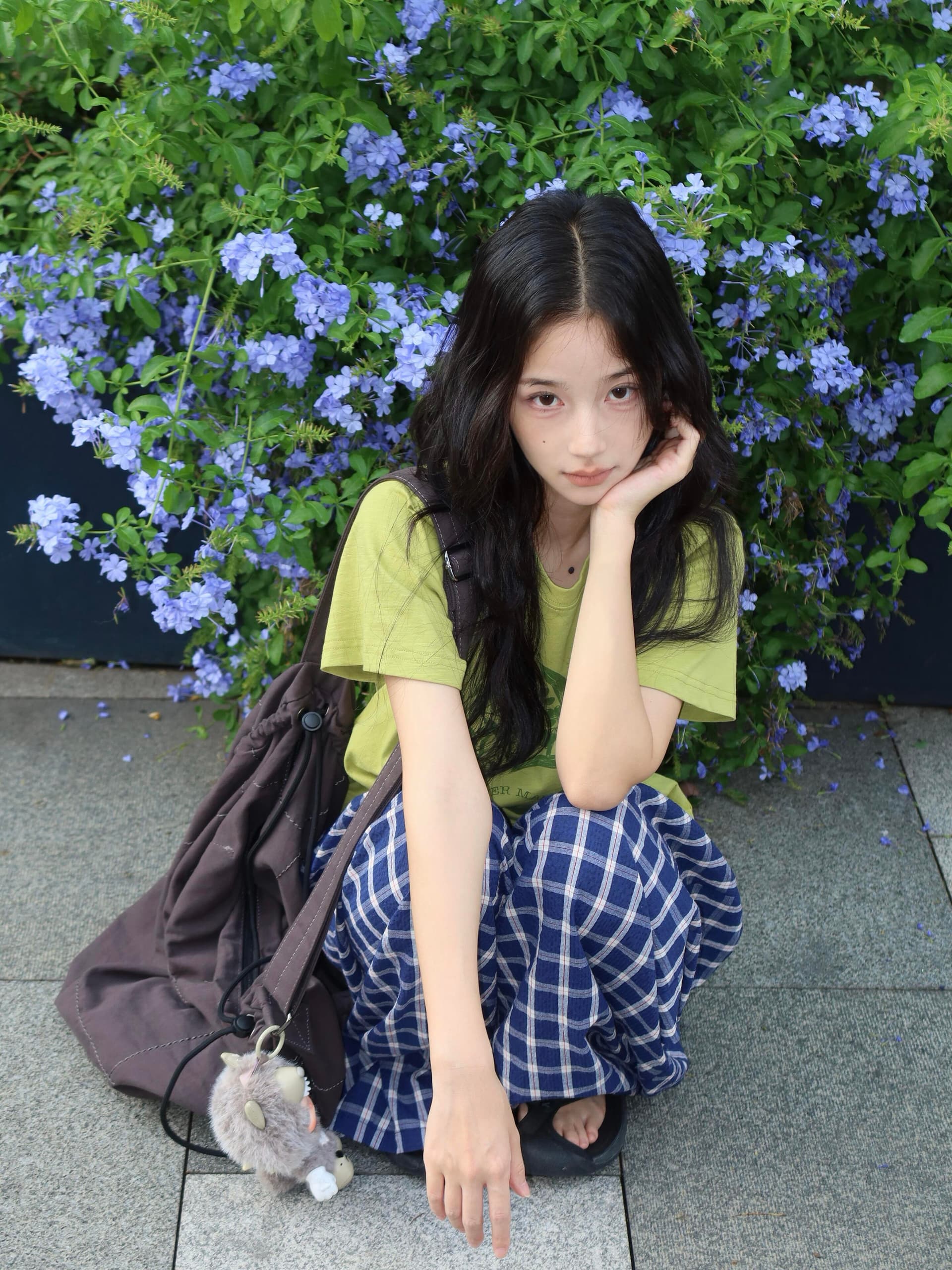 일러스트레이션 꽃무늬 대나무 마디 면 통기성 반팔 티셔츠 아메리칸 다용도 캐주얼 긍정적 인 어깨 라운드 넥 맨위 여성 이미지 4