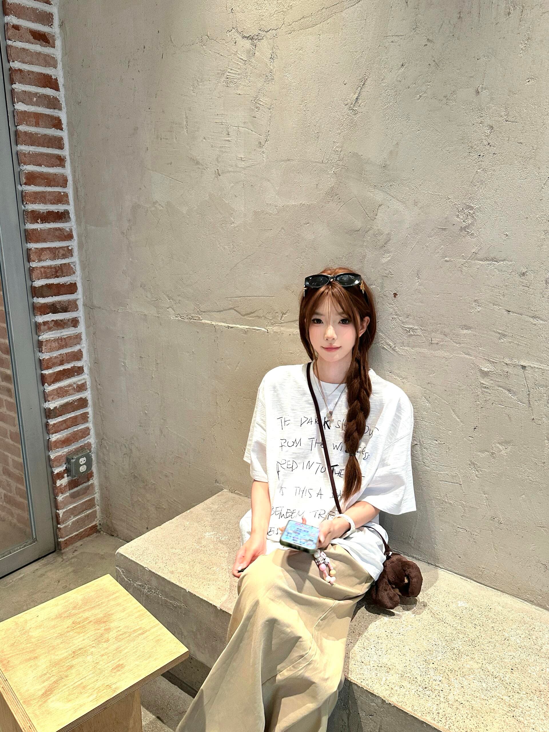 아메리칸 대나무 마디 면 알파벳 프린트 반팔 티셔츠 여성 여름 라운드 넥 루즈핏 화이트 작은 대중 맨위 트렌디 이미지 3