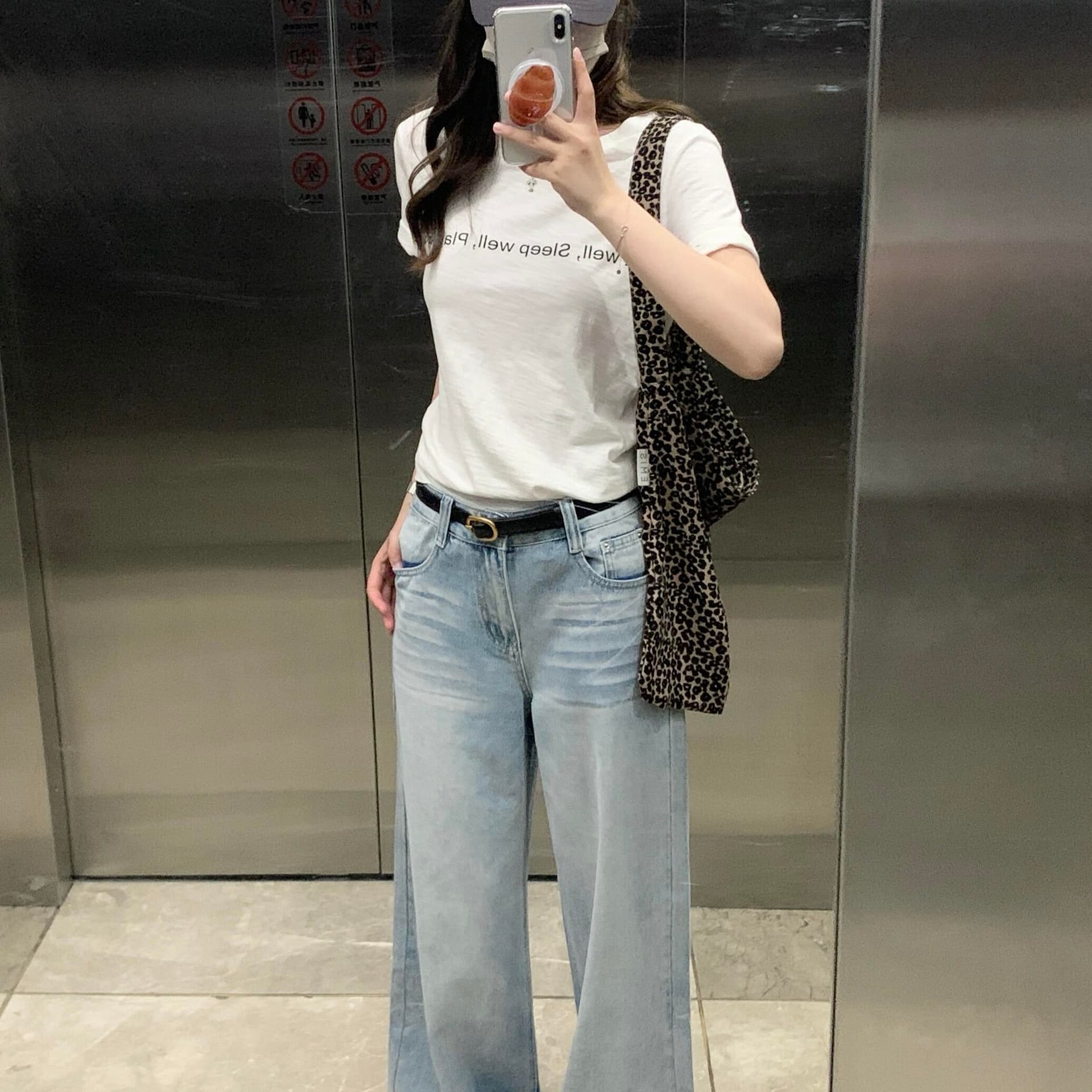 한 부서 대나무 마디 면 알파벳 프린트 반팔 티셔츠 여성 슈퍼 잘 생긴 ~ 중 캐주얼 패션 미니멀리즘 다용도 출퇴근 맨위 이미지 5