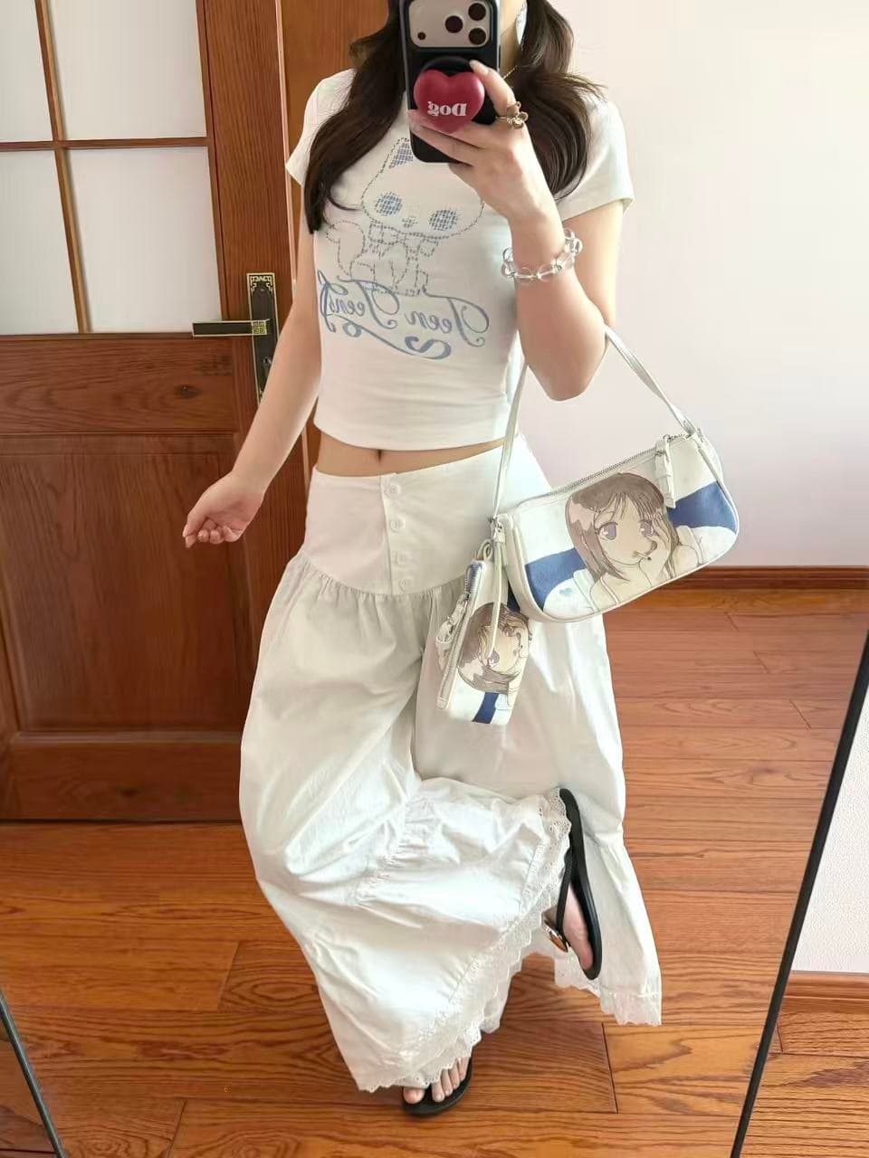 한국 ins 좋은 플래시 고양이 프린트 쇼트 스타일 반팔 티셔츠 여성 여름 몸매 가꾸기 캐주얼 다용도 슬림해 보이는 연령 감소 맨위 상세 이미지 2