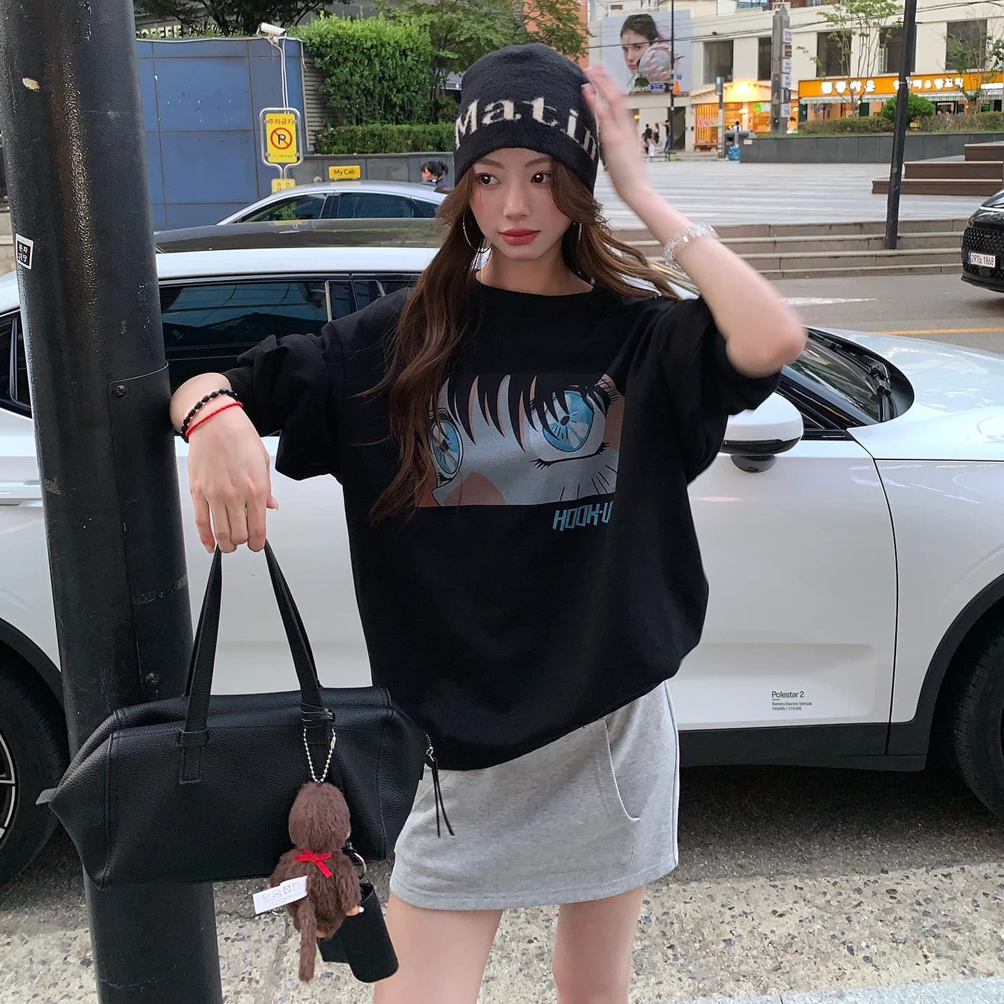 애니메이션 프린트 후드티 2026 캠퍼스 바람 보조 요소 트렌디 센스 라운드 넥 긴팔 풀오버 맨위 이미지 3