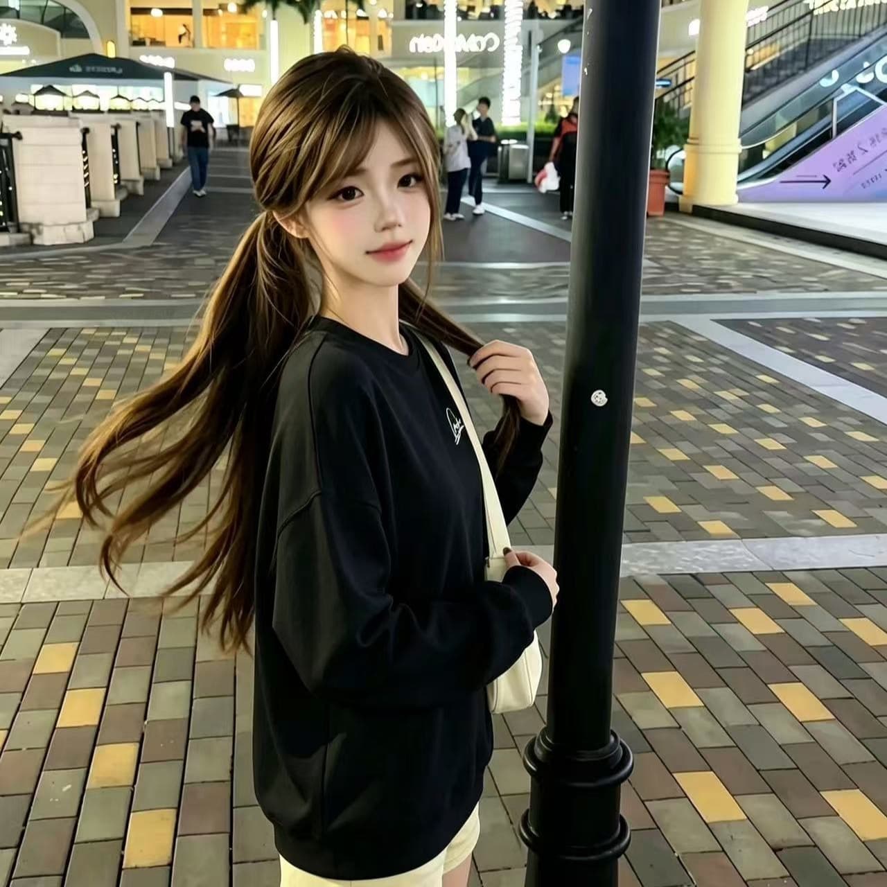 국가 조수 브랜드 아메리칸 검정색 알파벳 라운드 넥 후드티 남녀 가을 겨울철 루즈핏 슬림해 보이는 overseas 커플 맨위 이미지 5