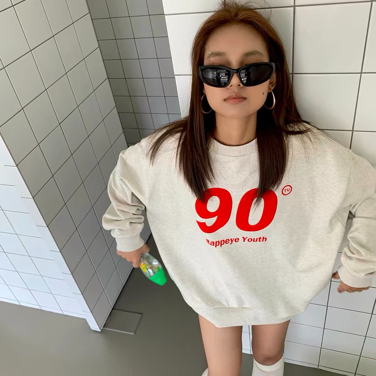 아메리칸 레트로 봄 가을 루즈핏 조수 브랜드 캐주얼 다용도 풀오버 커플 여성 긴 소매 라운드 넥 후드티