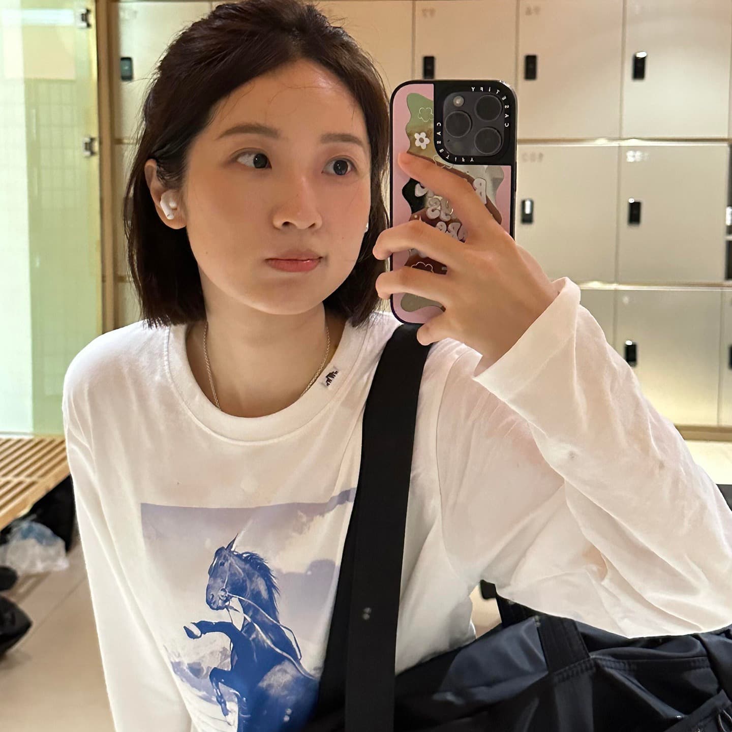 아메리칸 레트로 화이트 알파벳 말의 해 긴팔 티셔츠 여성 이른 가을 루즈핏 디자인 센스 느긋한 맨위 이미지 5