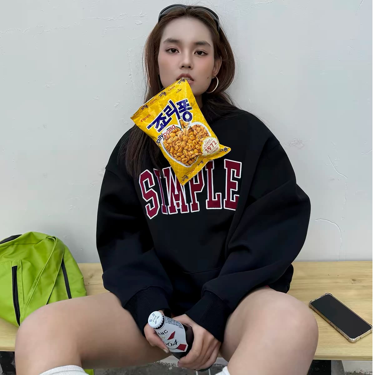 아메리칸 레트로 프린트 알파벳 회색 후드 티 스웨터 여성 세트 헤드 기어 셔츠 루즈핏 oversize 느긋한 바람 맨위