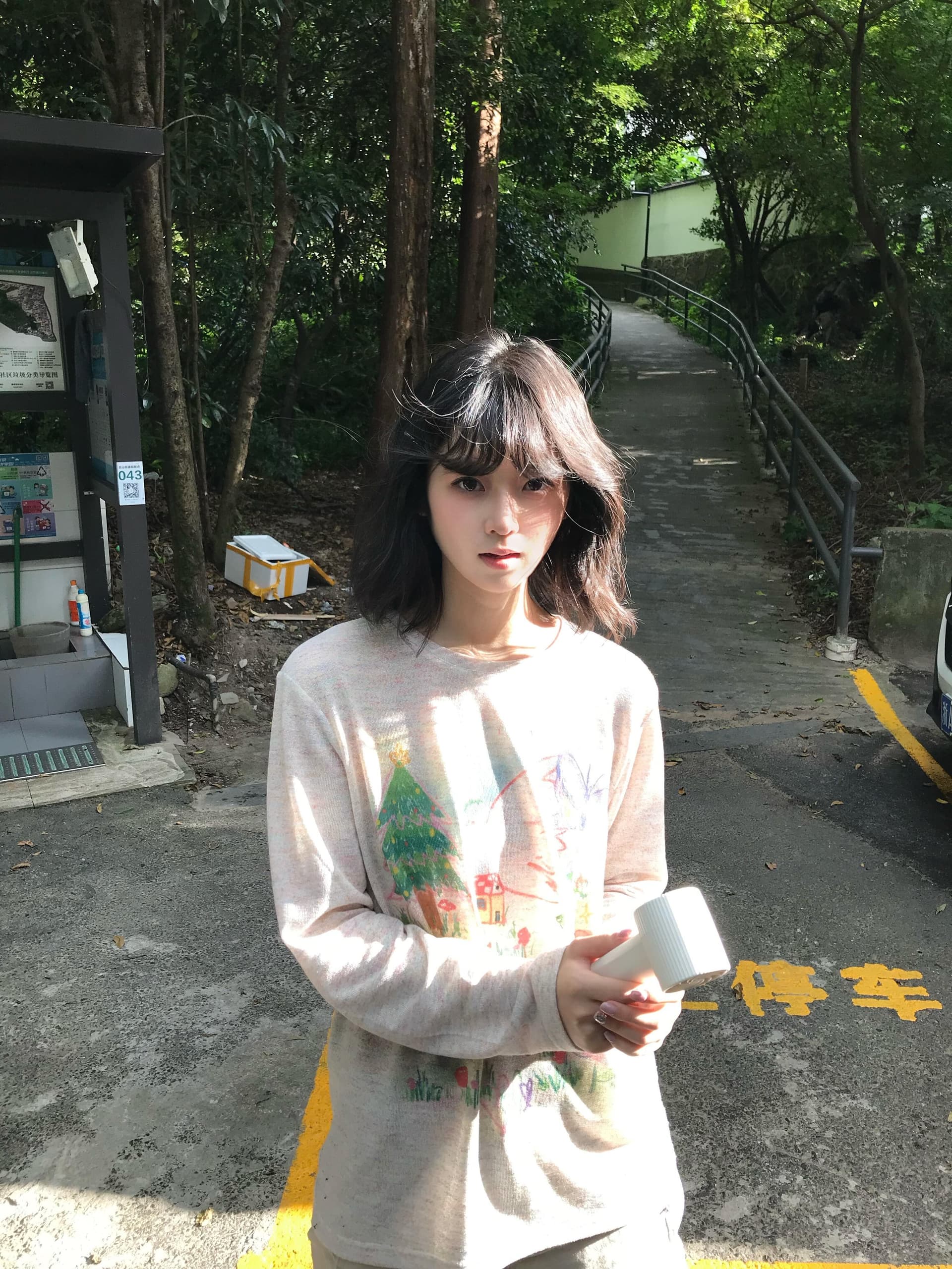 몽환 매너 수채화 낙서 색상 거즈 덮개 셔츠 자외선 차단 긴팔 남녀 루즈핏 티셔츠 맨위 이미지 2