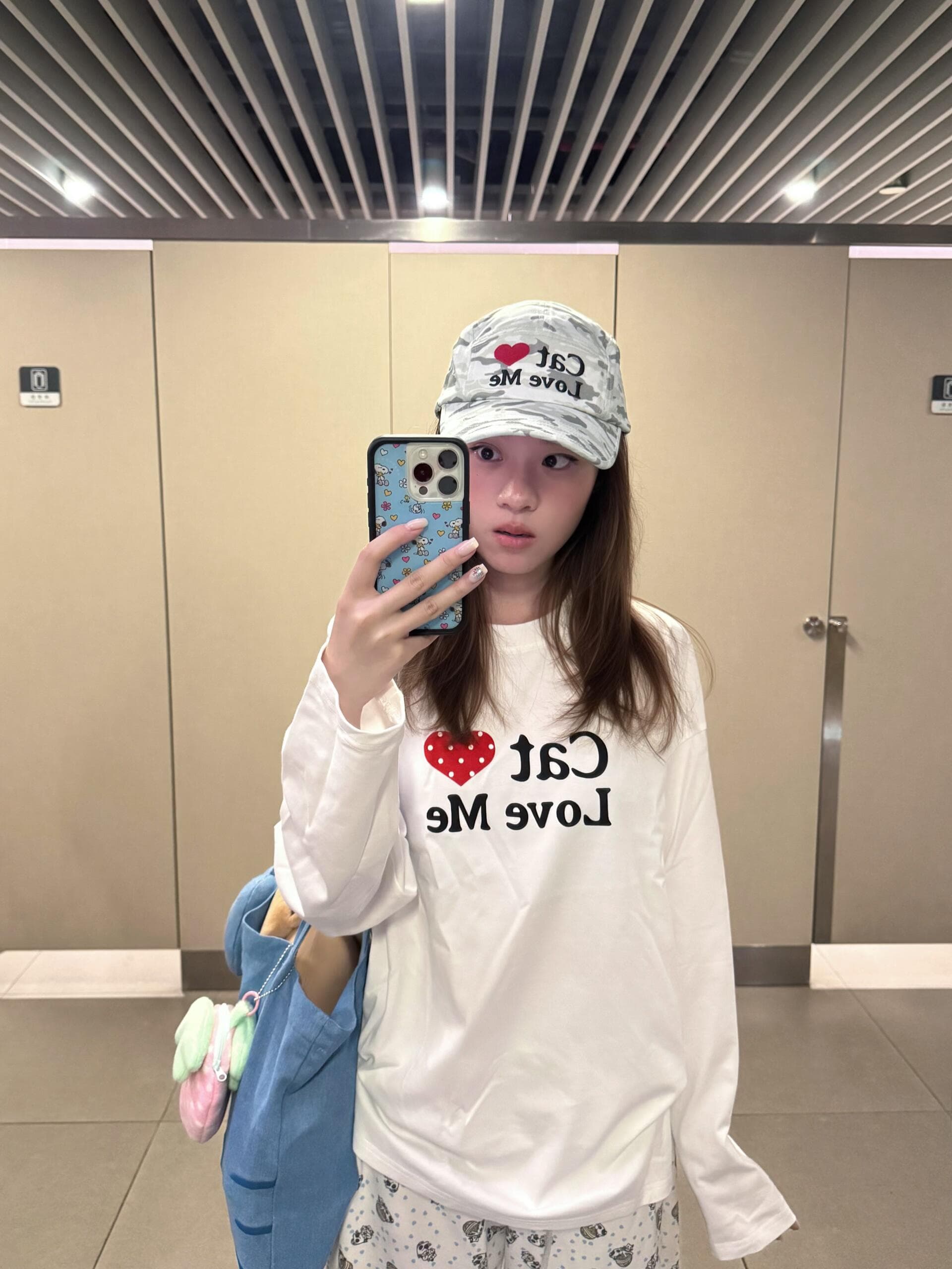 작은 대중 미니멀리즘 고양이 개 나를 사랑해. 프린트 느긋한 캐주얼 루즈핏 순면 편안함 긴팔 티셔츠 맨위 여성 상세 이미지 1