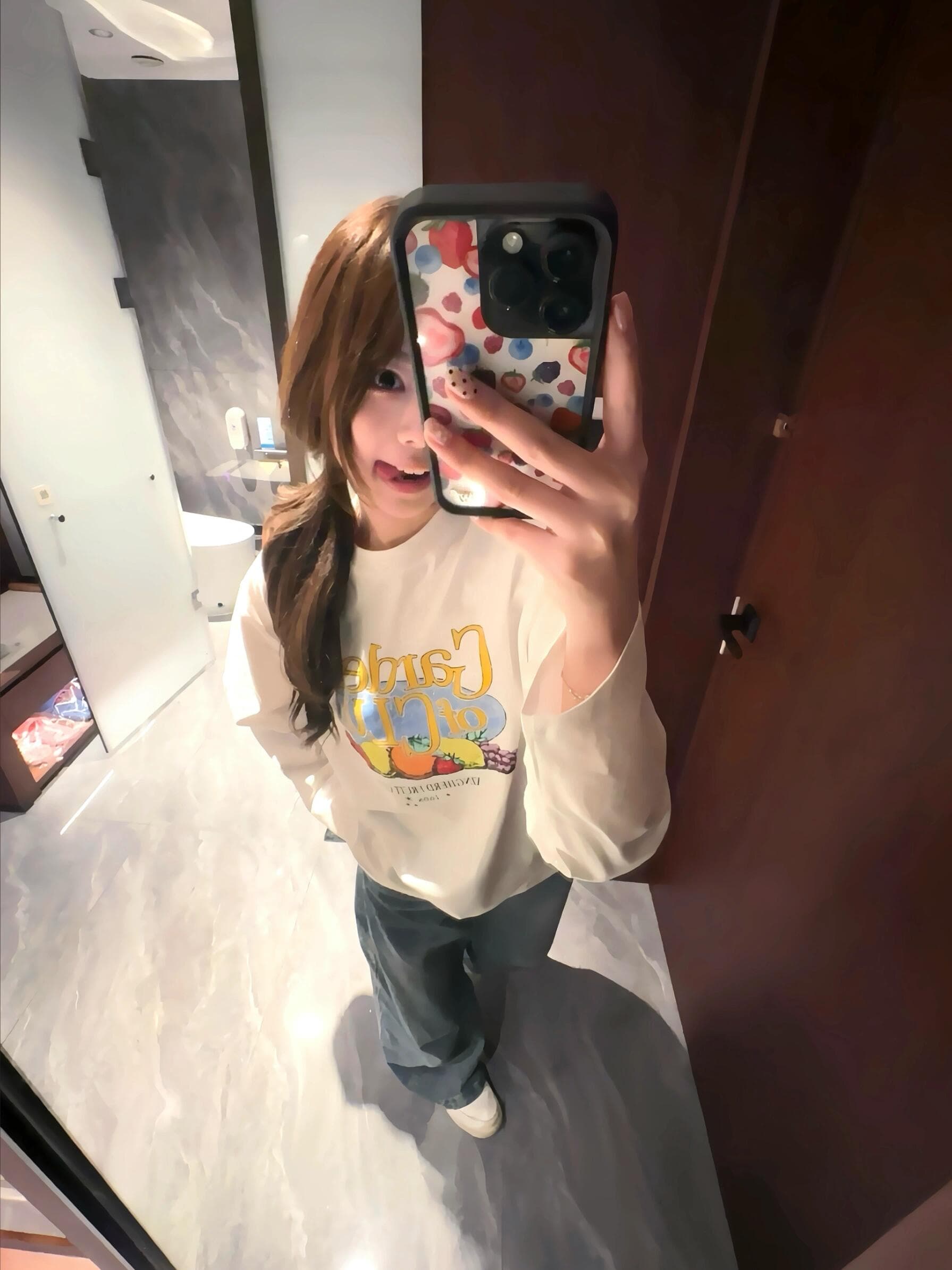 한 부서 알파벳 프린트 긴팔 티셔츠 여성 봄 루즈핏 느긋한 디자인 센스 다용도 캐주얼 맨위 이미지 4