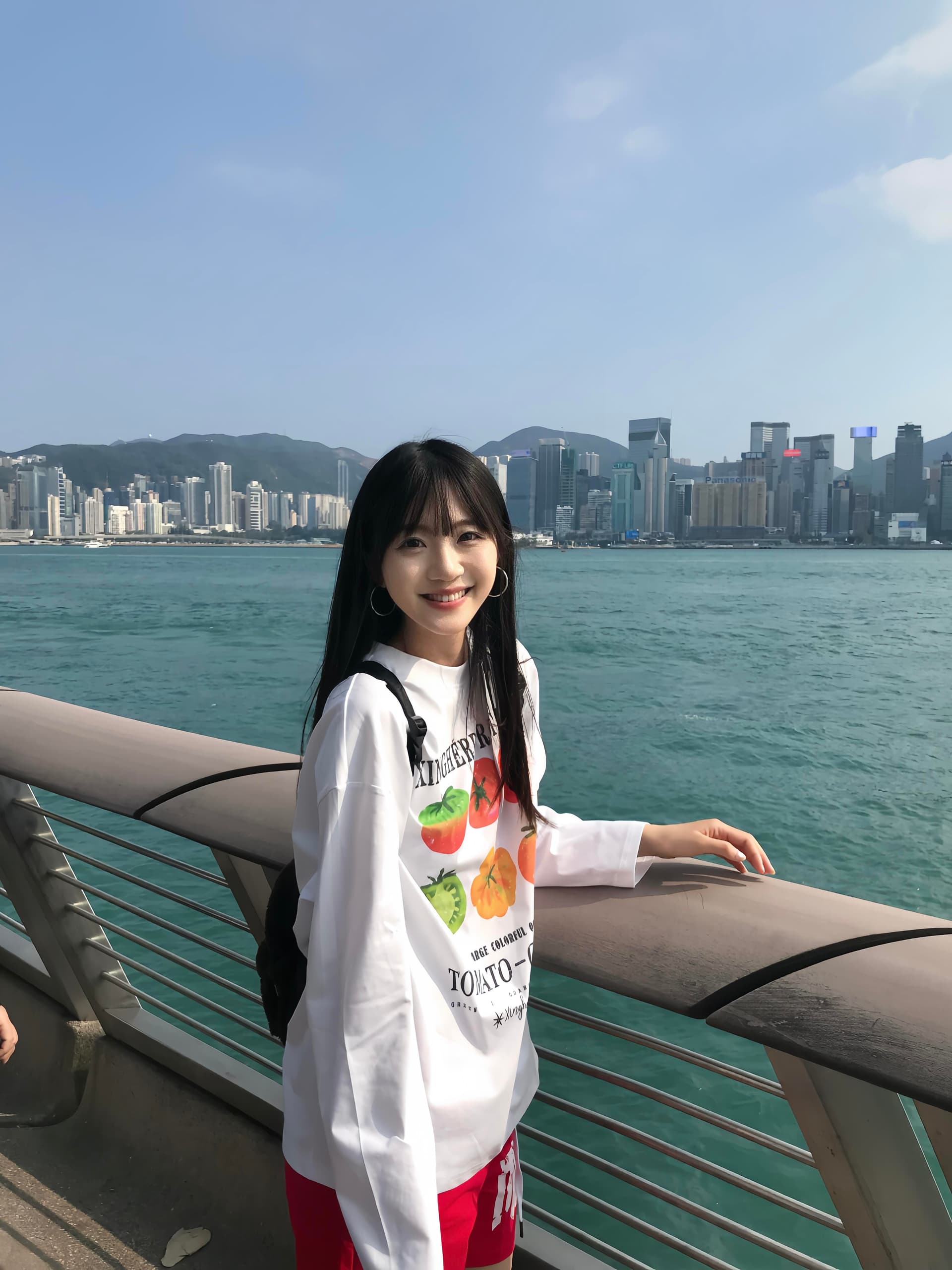 아메리칸 레트로 알파벳 화이트 과일 프린트 긴팔 티셔츠 여성 봄 가을 루즈핏 디자인 센스 다용도 캐주얼 맨위 이미지 2