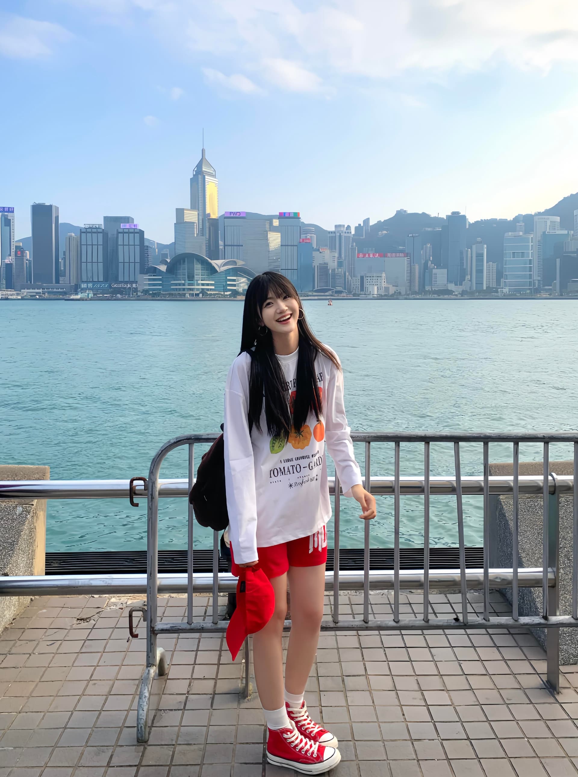 아메리칸 레트로 알파벳 화이트 과일 프린트 긴팔 티셔츠 여성 봄 가을 루즈핏 디자인 센스 다용도 캐주얼 맨위 상세 이미지 5