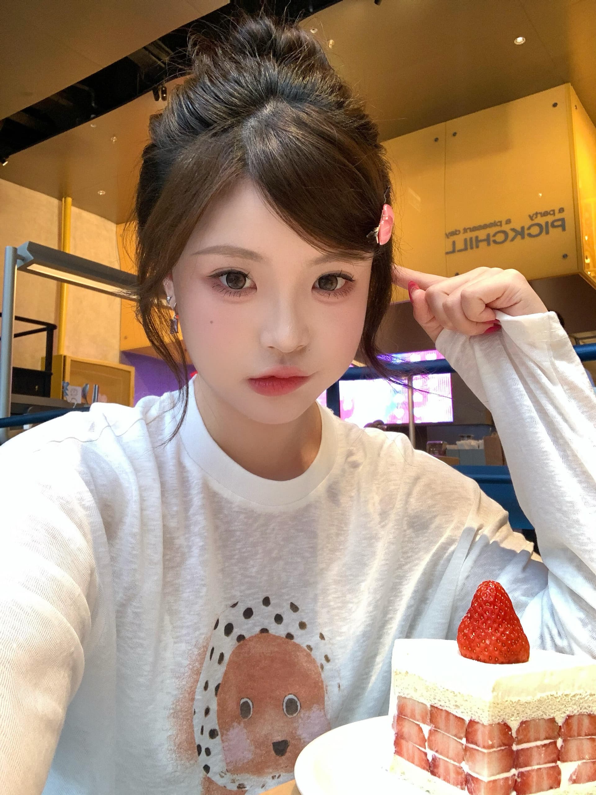 프랑스식 도트 무늬 강아지 프린트 얇은 스타일 블라우스 2026 가을 새로운 캐주얼 통기성 티셔츠 맨위 상세 이미지 3