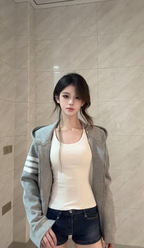 이른 가을 절묘한 후드 티 스웨터 여성 2026 새로운 고유 한 아름다운 클래식 바 스트라이프 다용도 슬림해 보이는 커플 재킷 상세 이미지 3