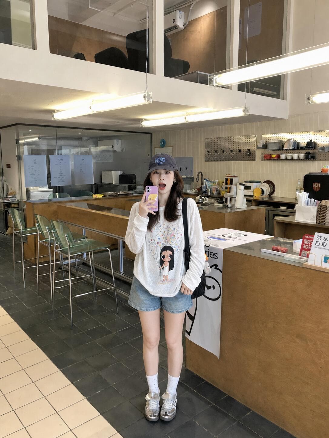 한 부서 작은 옥 프린트 반팔 벨트 자외선 차단 소매 티셔츠 여성 다용도 디자인 센스 블라우스 루즈핏 느긋한 바람 맨위 이미지 3